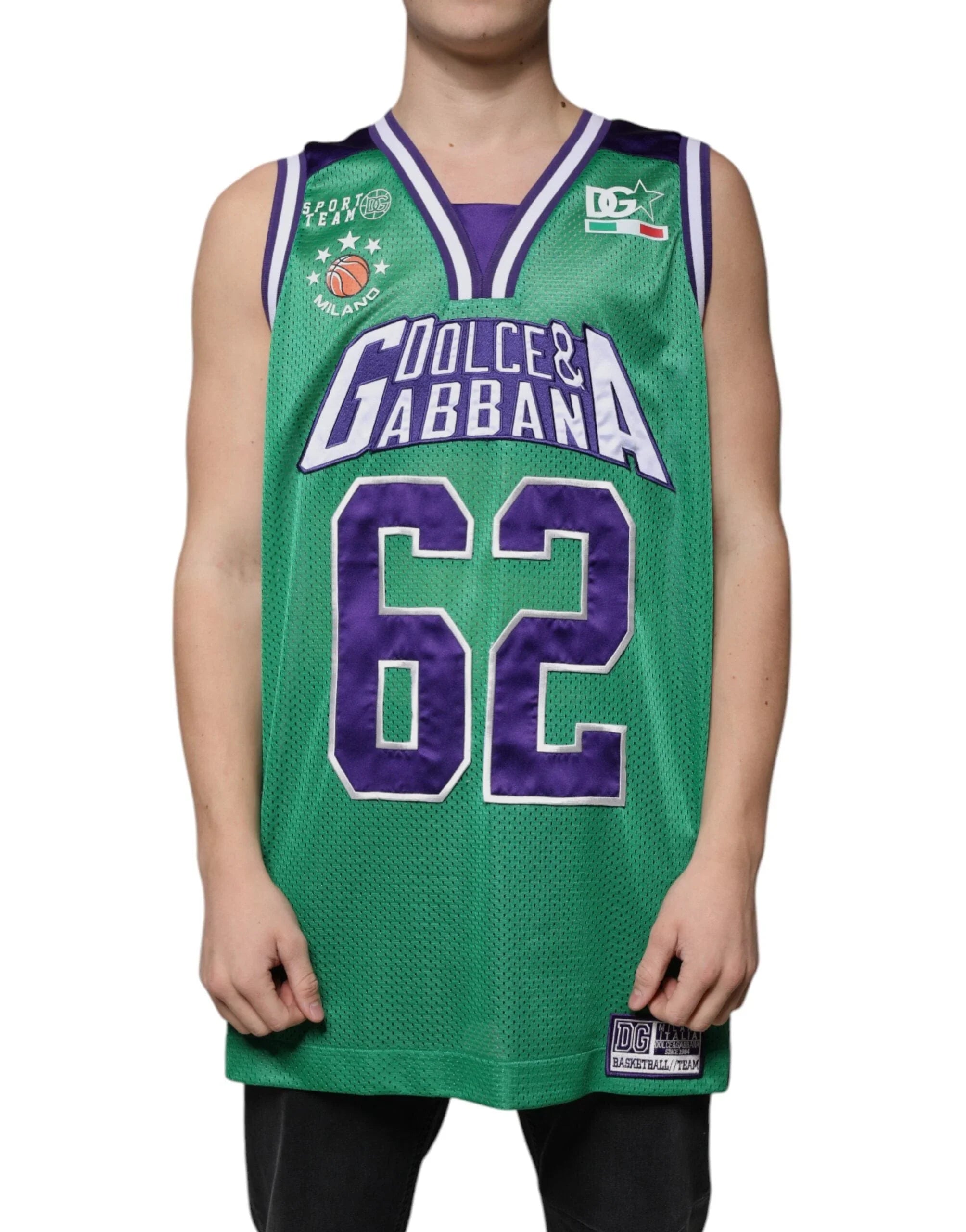 Dolce & Gabbana T-Shirts ÌT40| XXS Dolce & Gabbana Green Polyester Jersey Sleeveless T-shirt