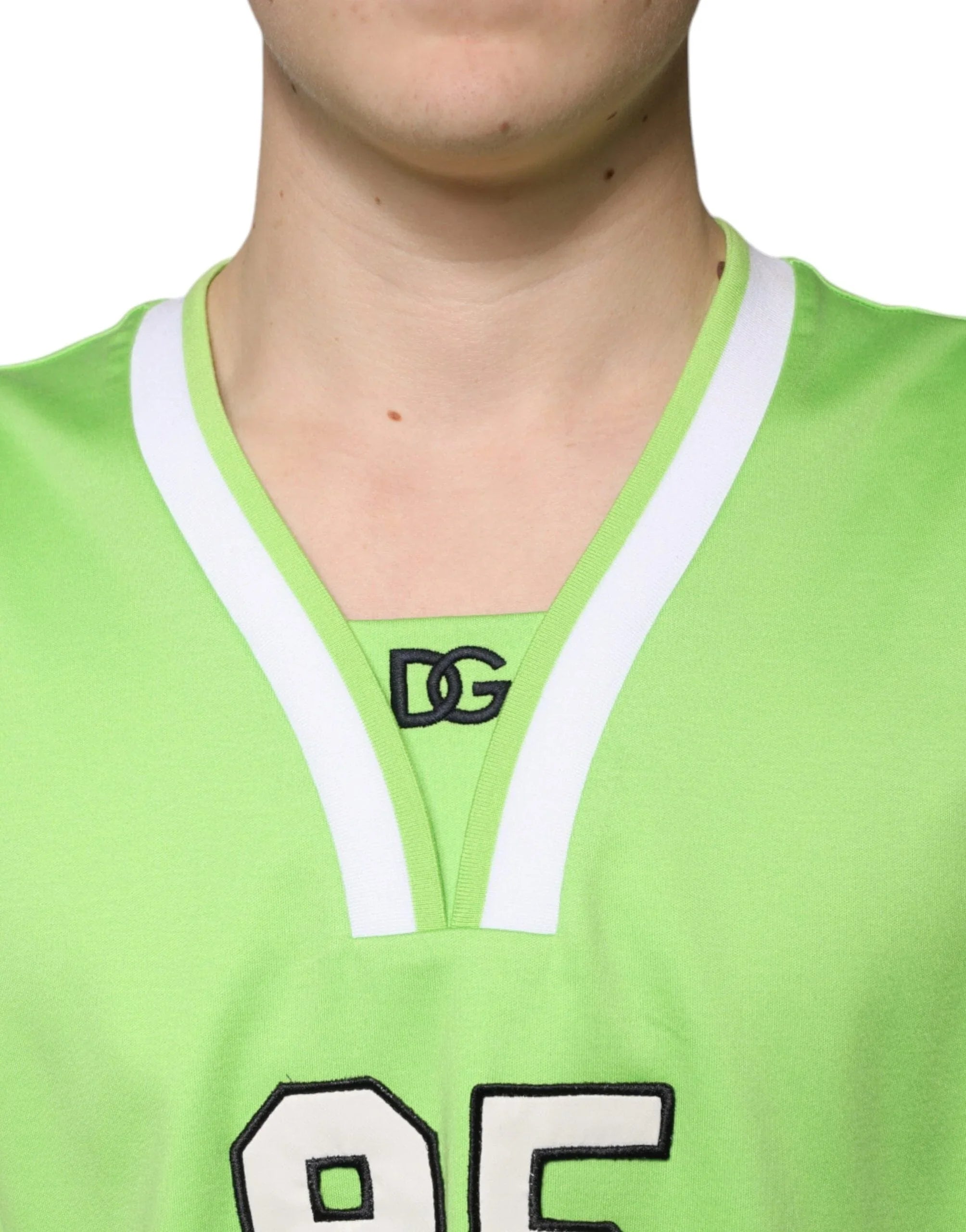 Dolce & Gabbana T-Shirts IT48 | M Dolce & Gabbana Green Polyester Jersey Sleeveless T-shirt