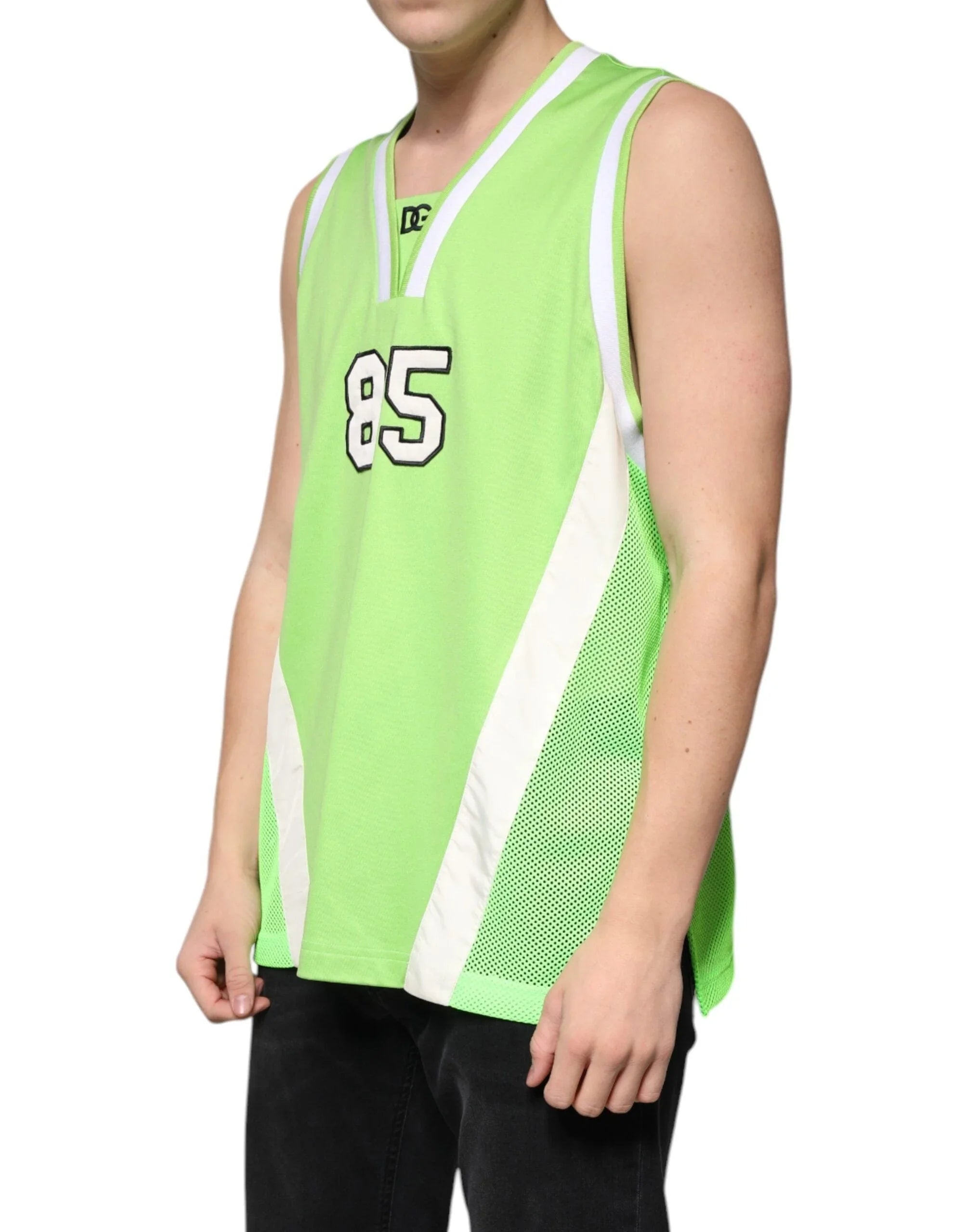 Dolce & Gabbana T-Shirts IT48 | M Dolce & Gabbana Green Polyester Jersey Sleeveless T-shirt