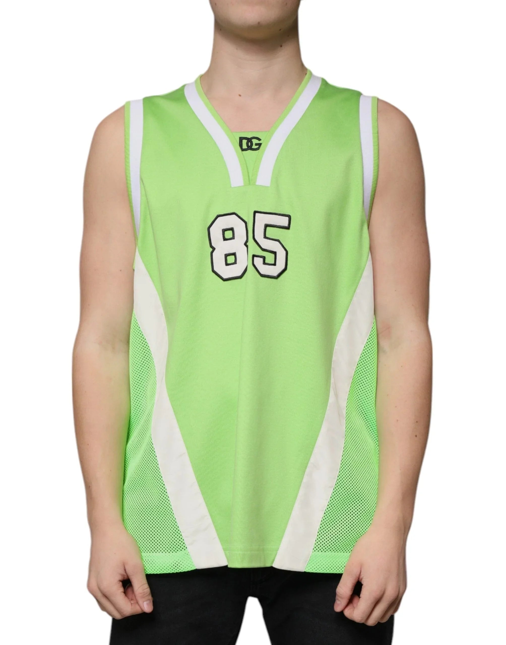 Dolce & Gabbana T-Shirts IT48 | M Dolce & Gabbana Green Polyester Jersey Sleeveless T-shirt