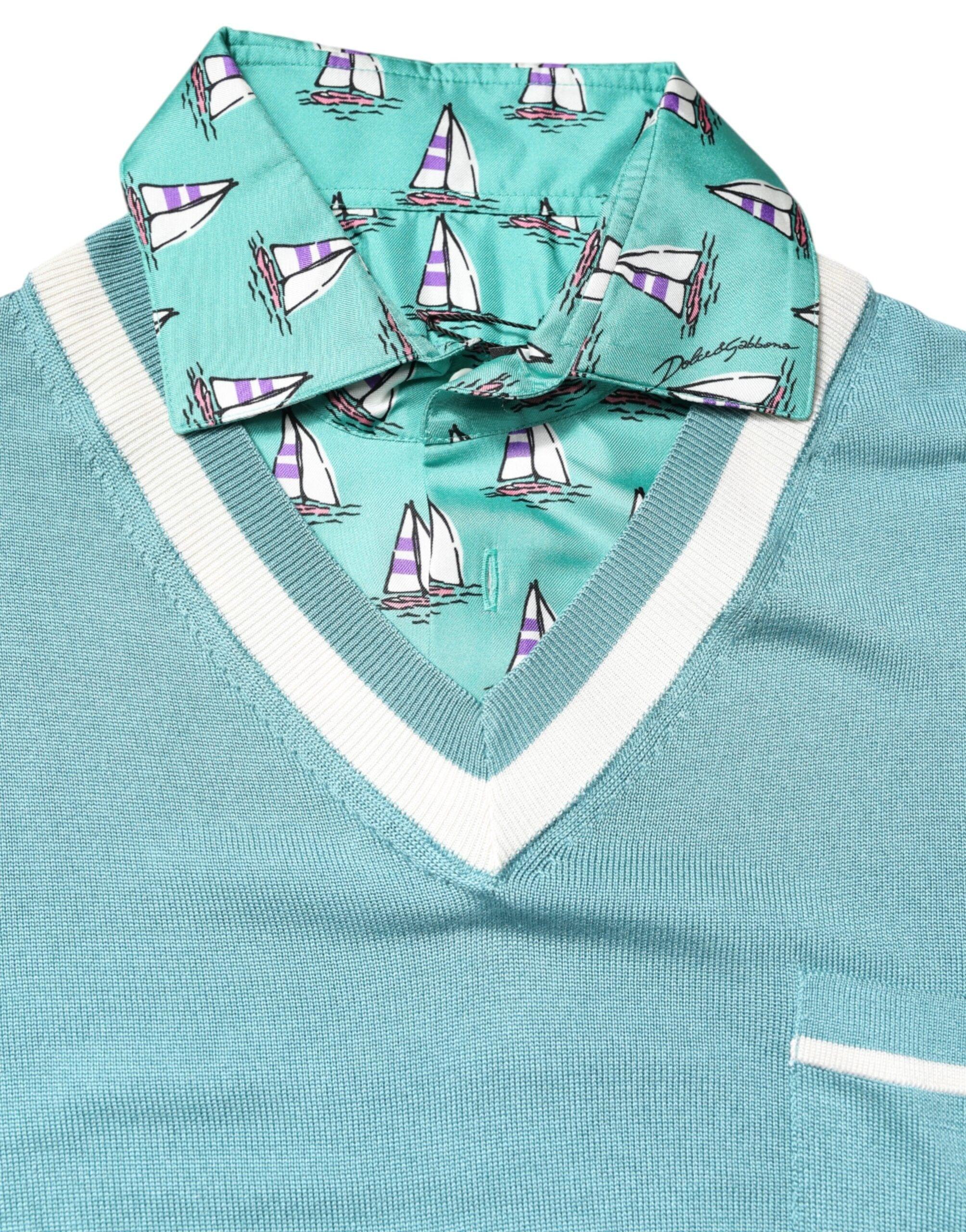 Dolce & Gabbana Premium Polos IT44 | XS Dolce & Gabbana Green Printed Collared Short Sleeve T-shirt