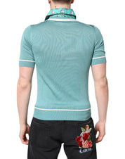 Dolce & Gabbana Premium Polos IT44 | XS Dolce & Gabbana Green Printed Collared Short Sleeve T-shirt