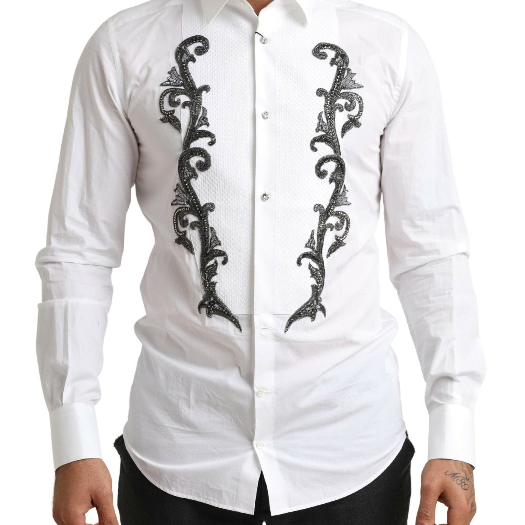 Dolce & Gabbana Shirts IT38 | XS Dolce & Gabbana Italian Designer Slim Fit Tuxedo Shirt