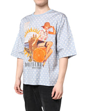 Dolce & Gabbana T-Shirts Dolce & Gabbana Light Blue Graphic Print Short Sleeve T-shirt