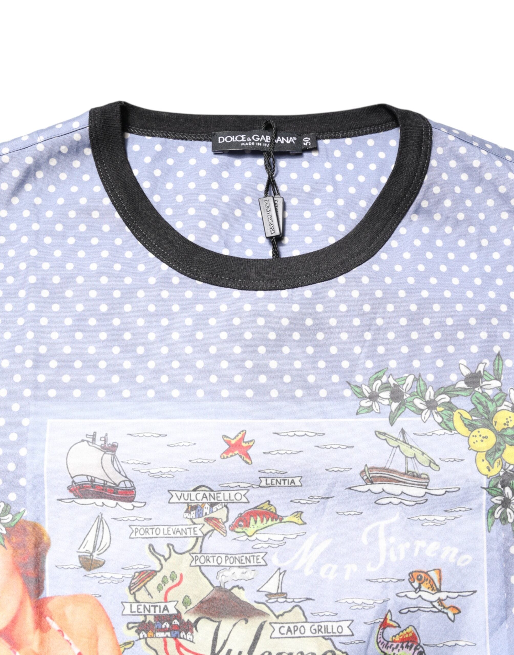 Dolce & Gabbana T-Shirts IT50 | L Dolce & Gabbana Light Blue Graphic Print Short Sleeve T-shirt