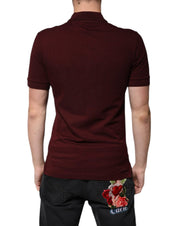Dolce & Gabbana Premium Polos IT44 | XS Dolce & Gabbana Maroon Collared Short Sleeves Polo T-shirt