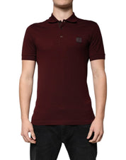 Dolce & Gabbana Premium Polos IT44 | XS Dolce & Gabbana Maroon Collared Short Sleeves Polo T-shirt