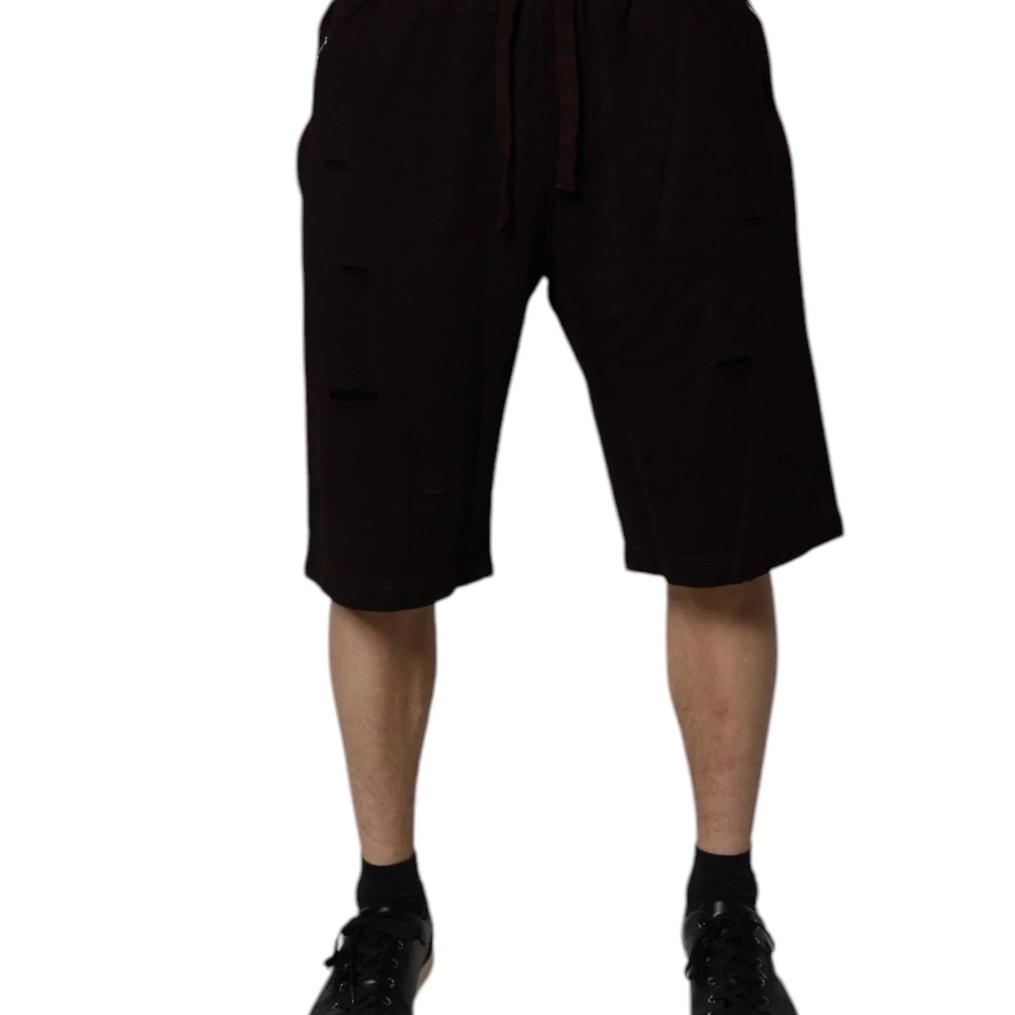 Chino Shorts IT56 | XXL Dolce & Gabbana Maroon Cotton Logo Plaque Men Bermuda Shorts