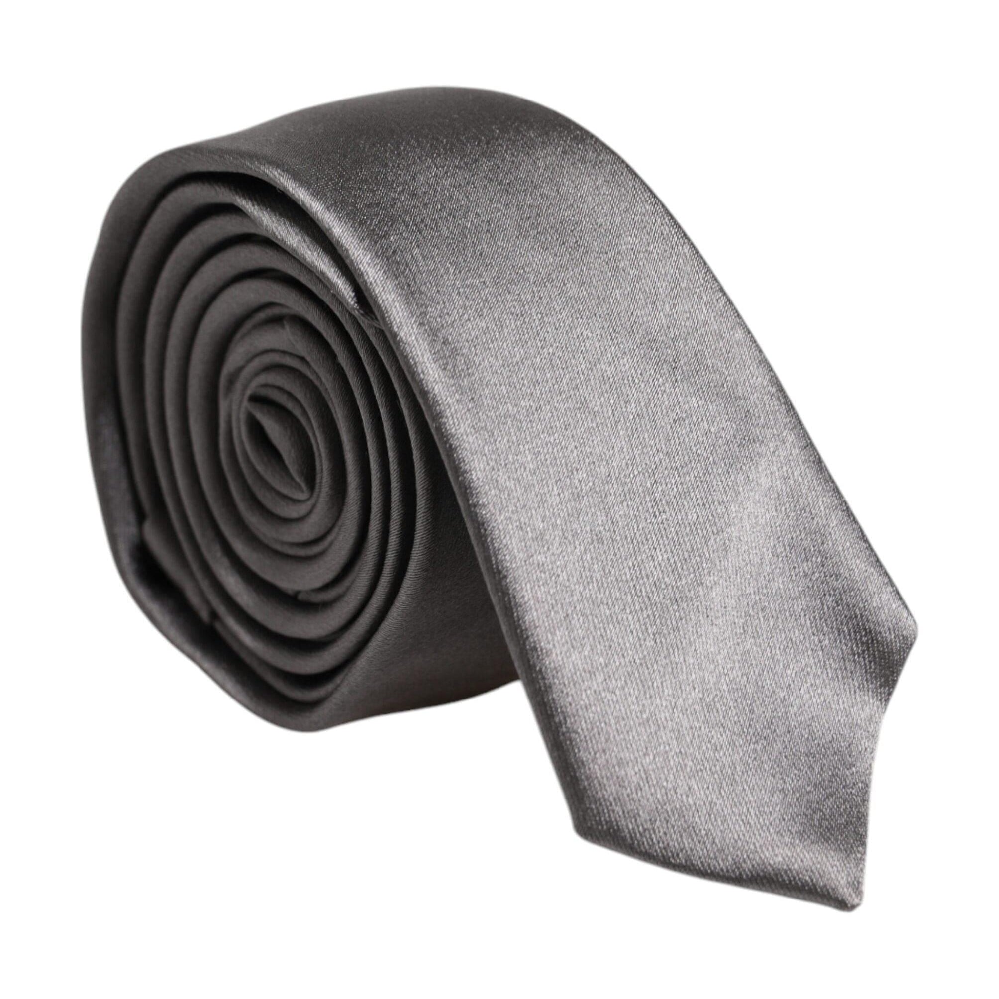 Dolce & Gabbana Dolce & Gabbana Metallic Silver Silk Adjustable Necktie Tie