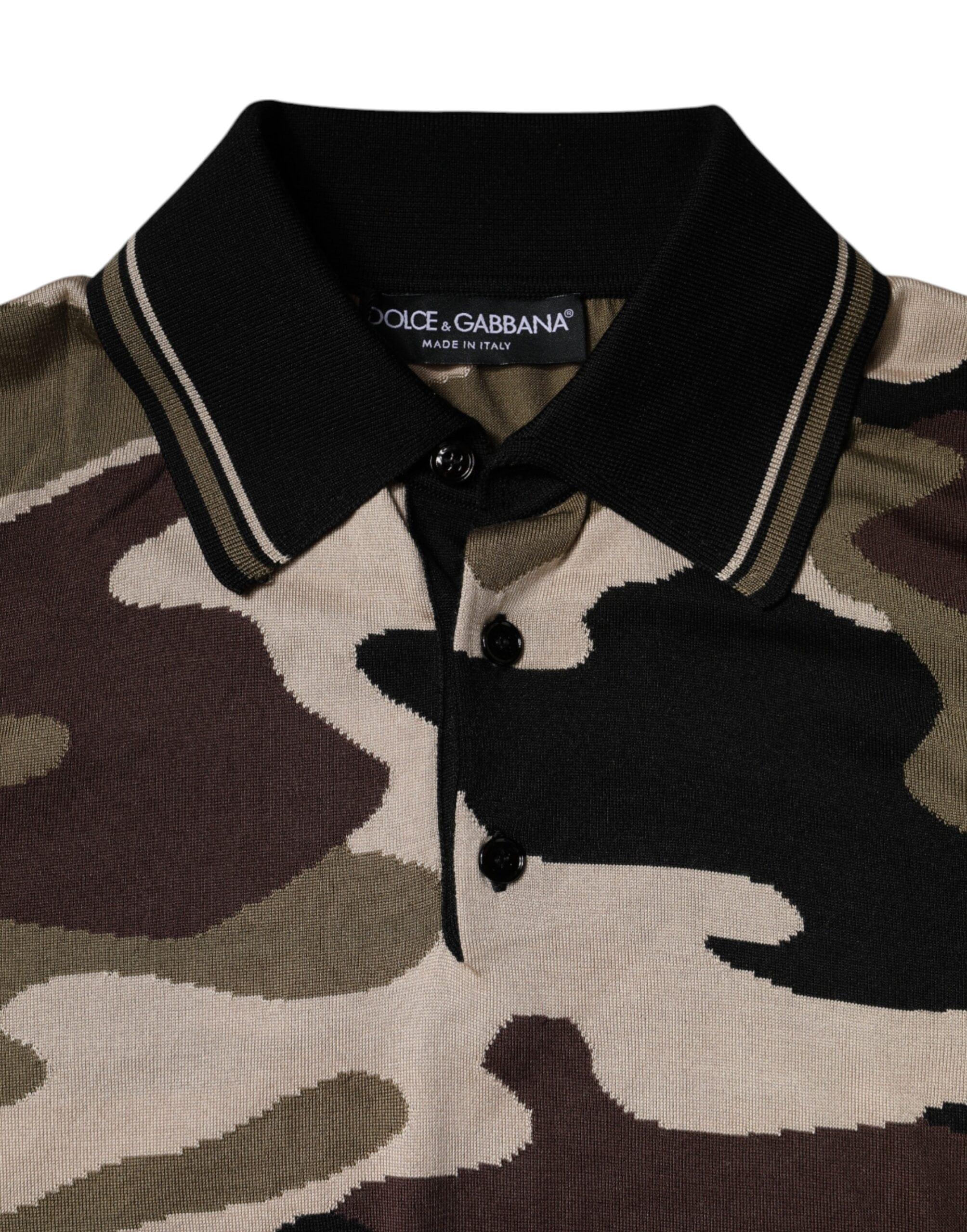 Dolce & Gabbana Premium Polos IT50 | L Dolce & Gabbana Multicolor Camouflage Collared Polo T-shirt