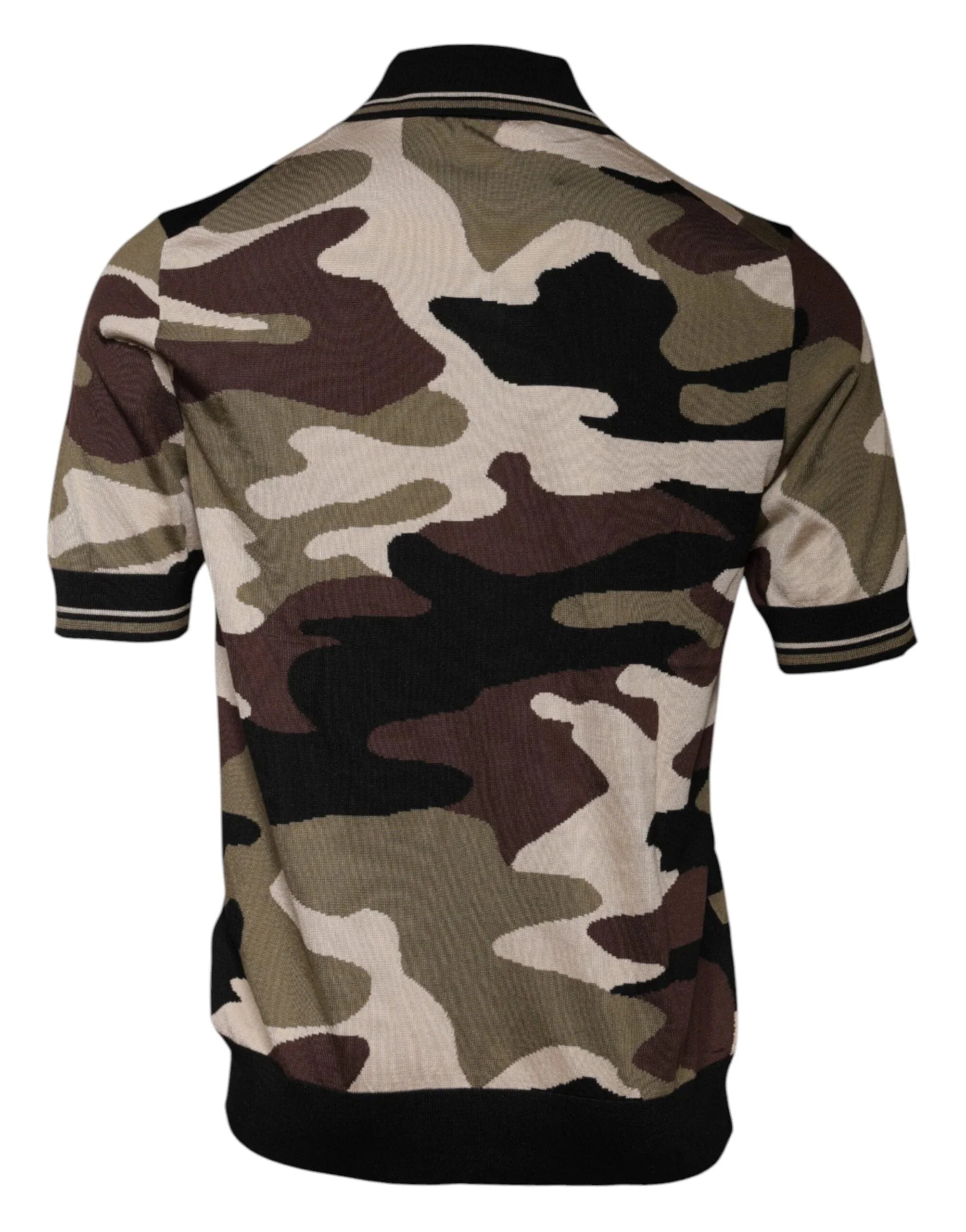 Dolce & Gabbana Premium Polos IT50 | L Dolce & Gabbana Multicolor Camouflage Collared Polo T-shirt