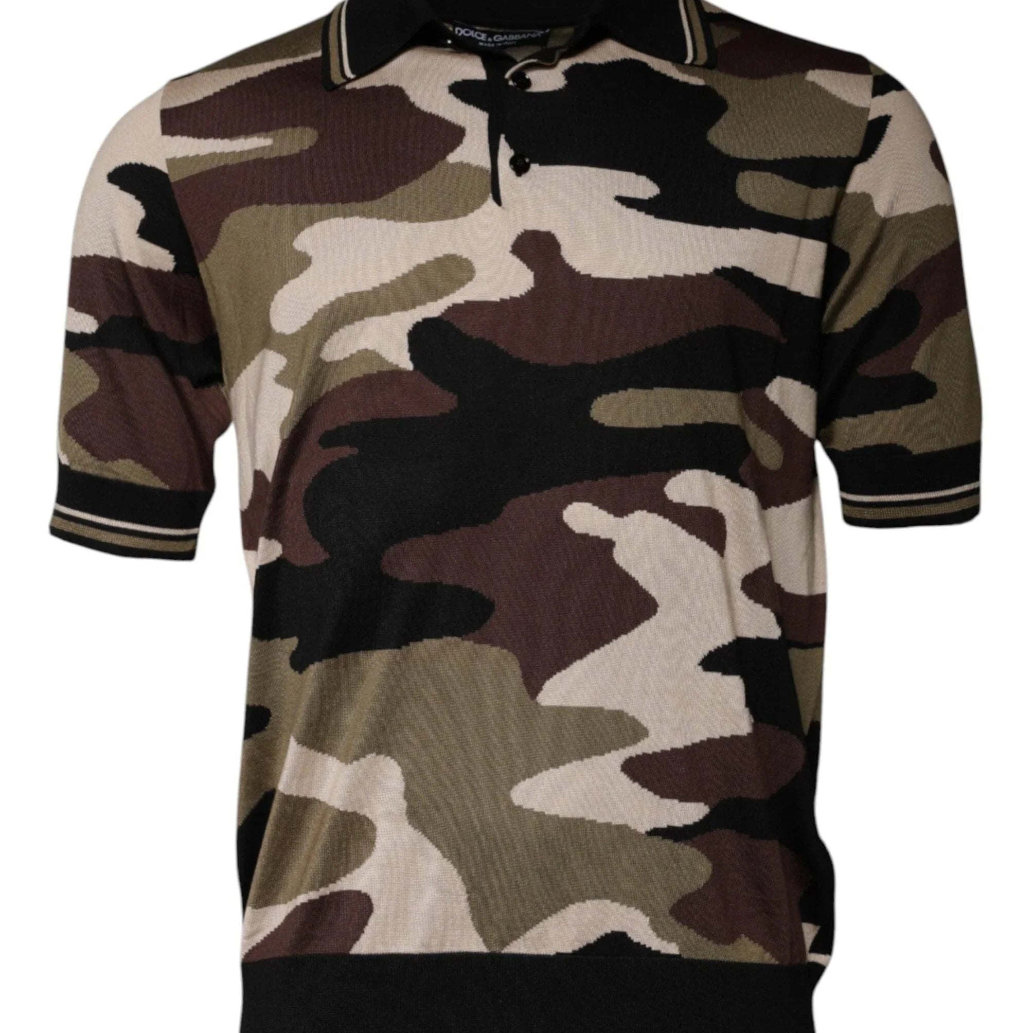 Dolce & Gabbana Premium Polos IT50 | L Dolce & Gabbana Multicolor Camouflage Collared Polo T-shirt