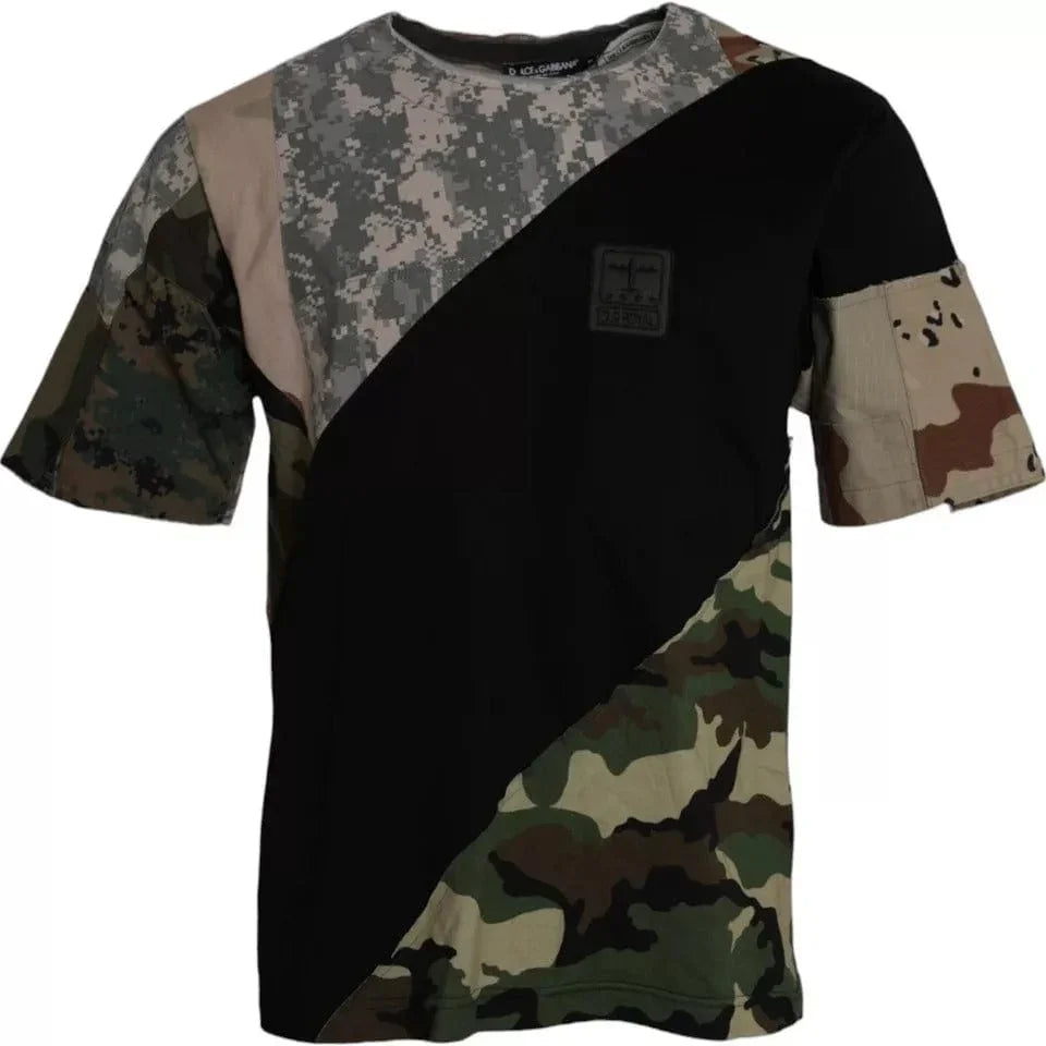 Dolce & Gabbana T-Shirts IT46 | S Dolce & Gabbana Multicolor Camouflage Cotton Round Neck Men T-shirt