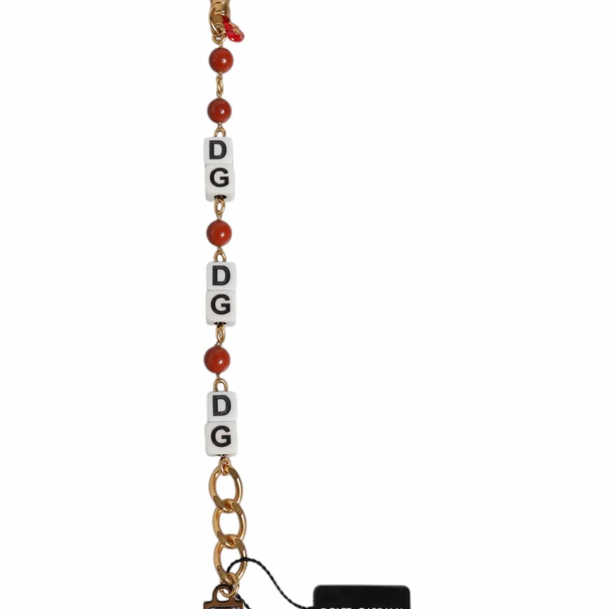 Dolce & Gabbana Dolce & Gabbana Multicolor Gold Tone Brass Chain DG Logo Dice Bracelet