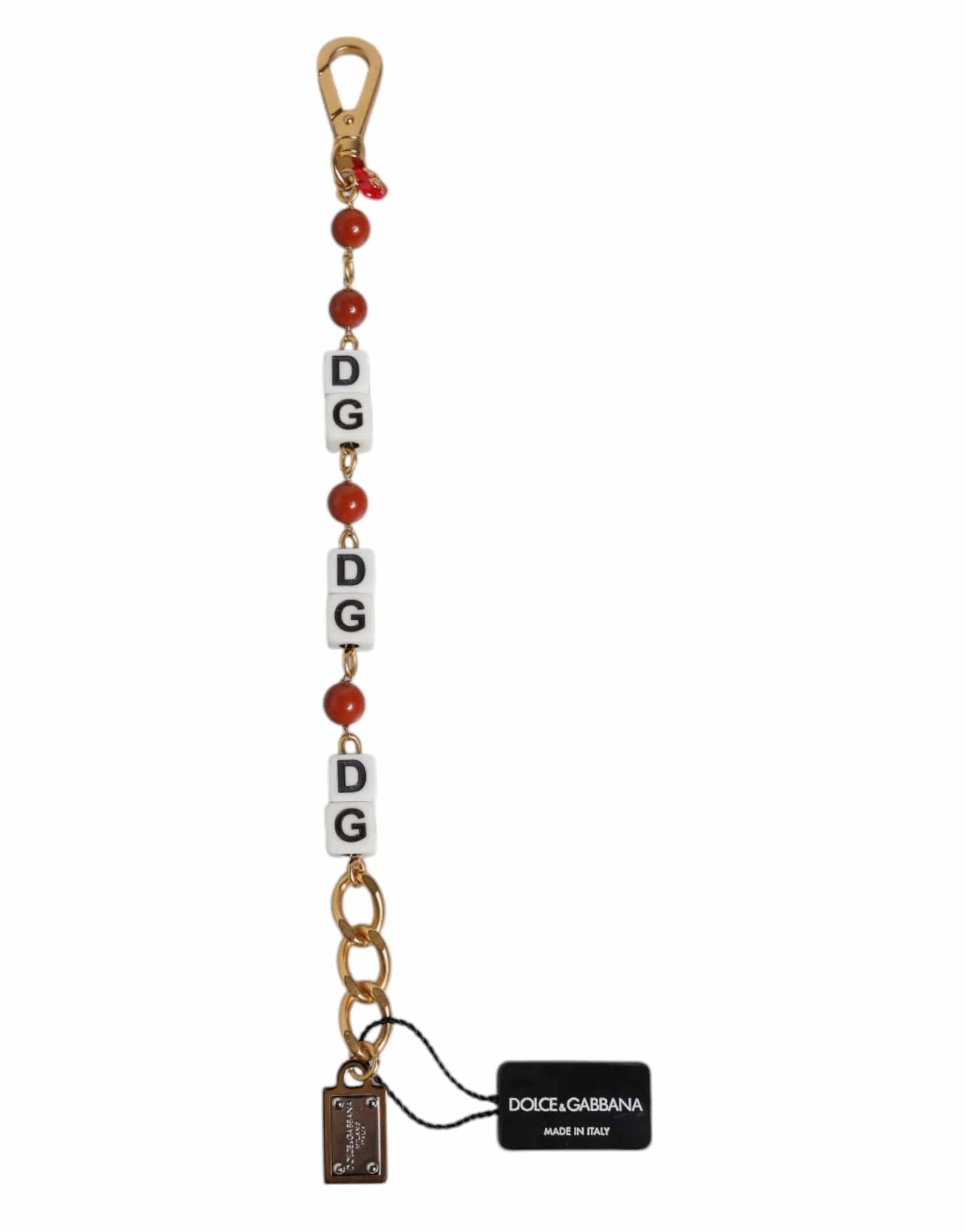 Dolce & Gabbana Dolce & Gabbana Multicolor Gold Tone Brass Chain DG Logo Dice Bracelet