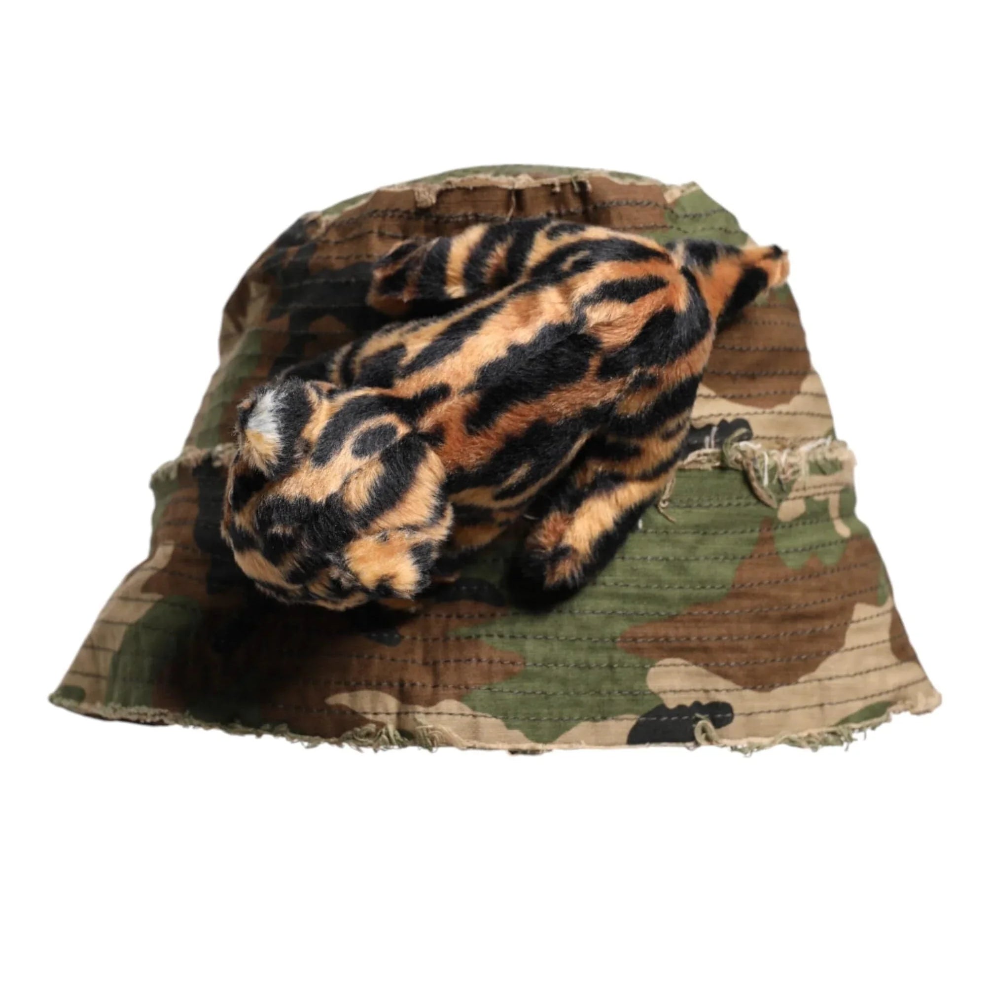 Dolce & Gabbana Dolce & Gabbana Multicolor Leopard Embellish Wide Brim Bucket Hat