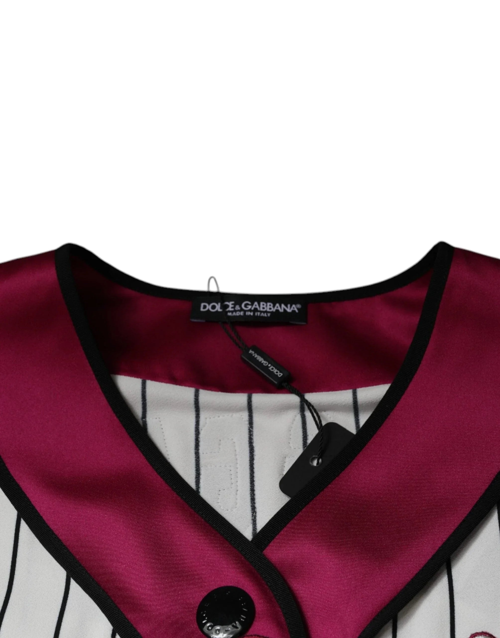 Dolce & Gabbana T-Shirts ÌT40| XXS Dolce & Gabbana Multicolor Logo Jersey Button V-neck T-shirt