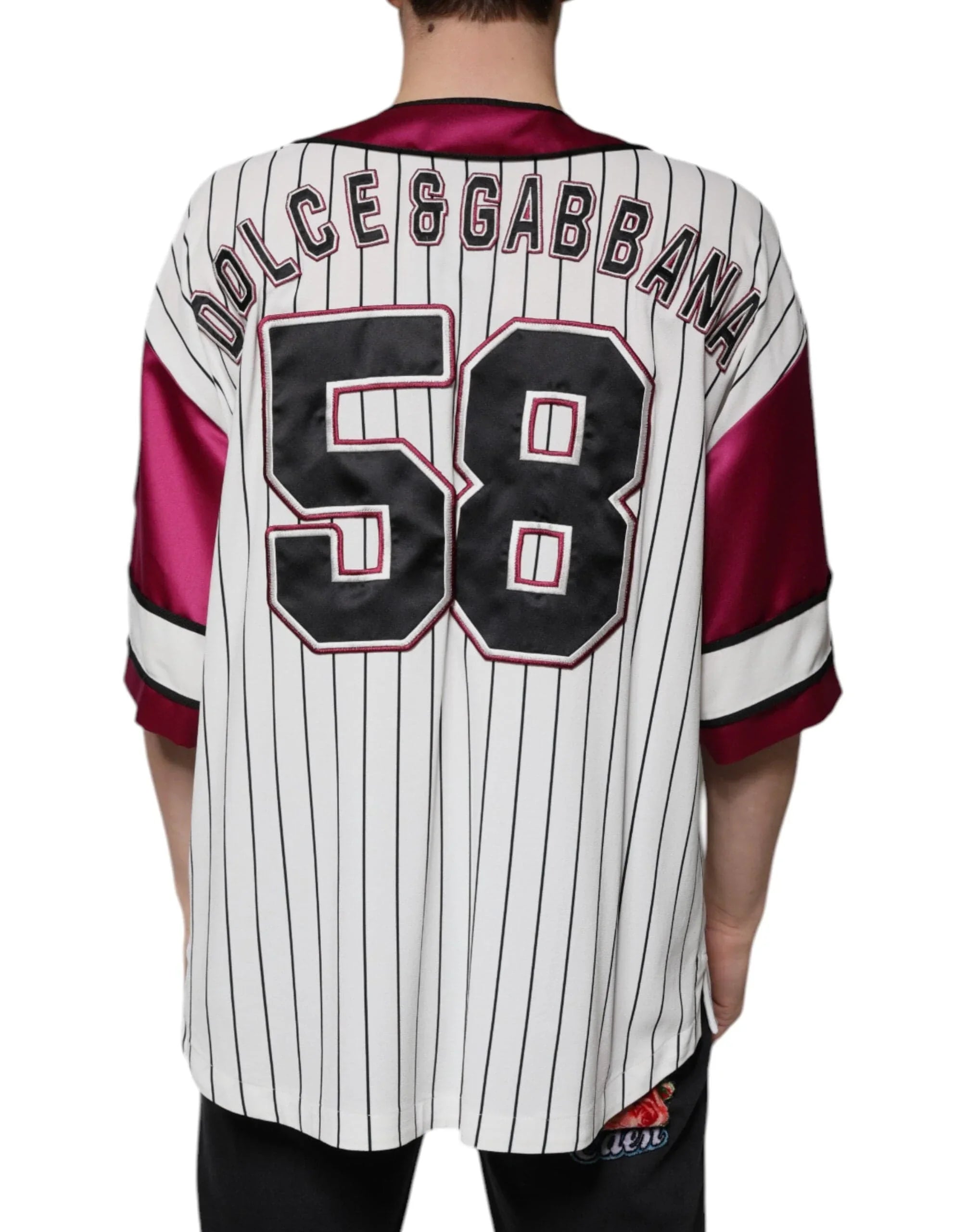 Dolce & Gabbana T-Shirts ÌT40| XXS Dolce & Gabbana Multicolor Logo Jersey Button V-neck T-shirt