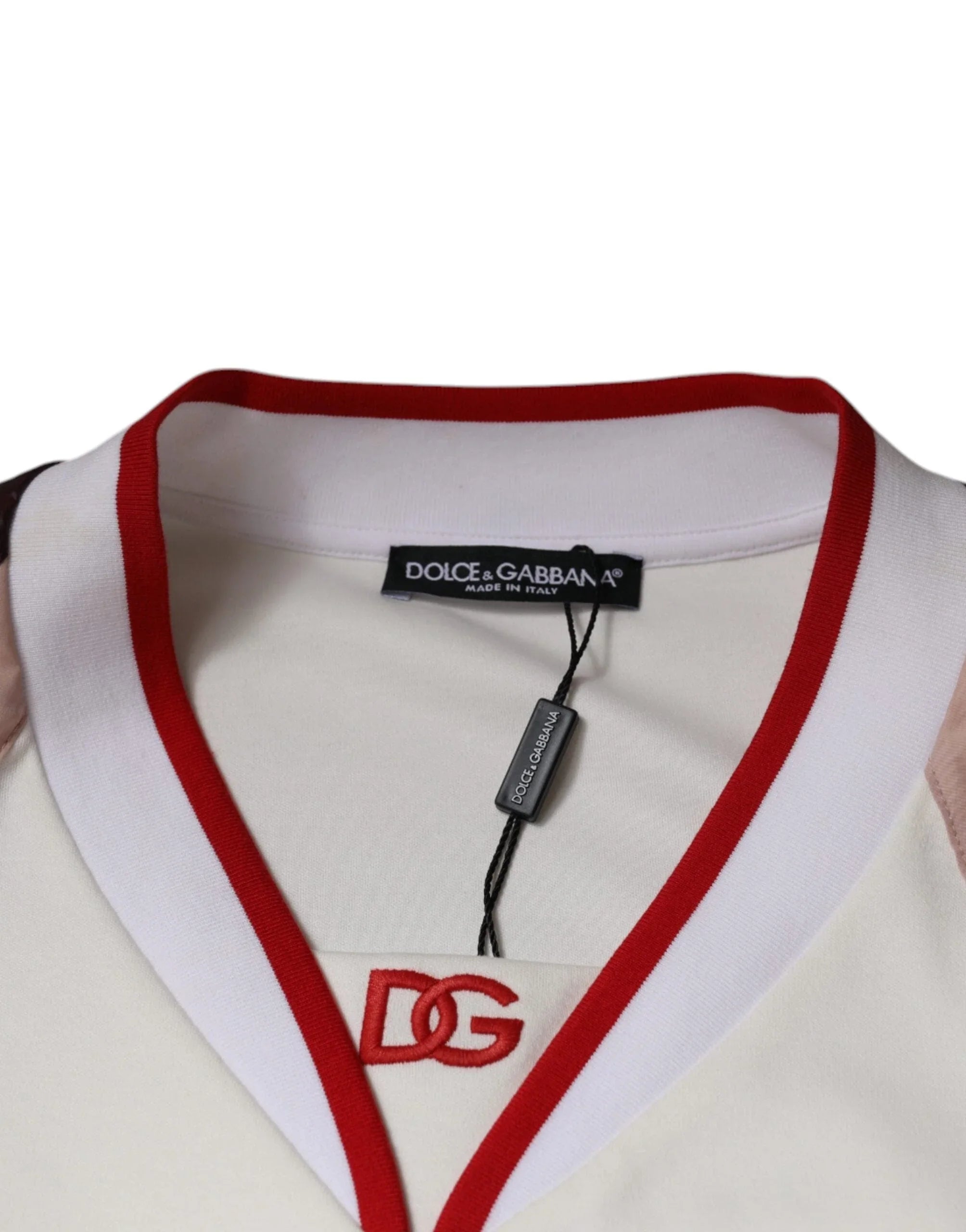 Dolce & Gabbana T-Shirts IT54 | XL Dolce & Gabbana Multicolor Logo Jersey Cotton V-neck T-shirt