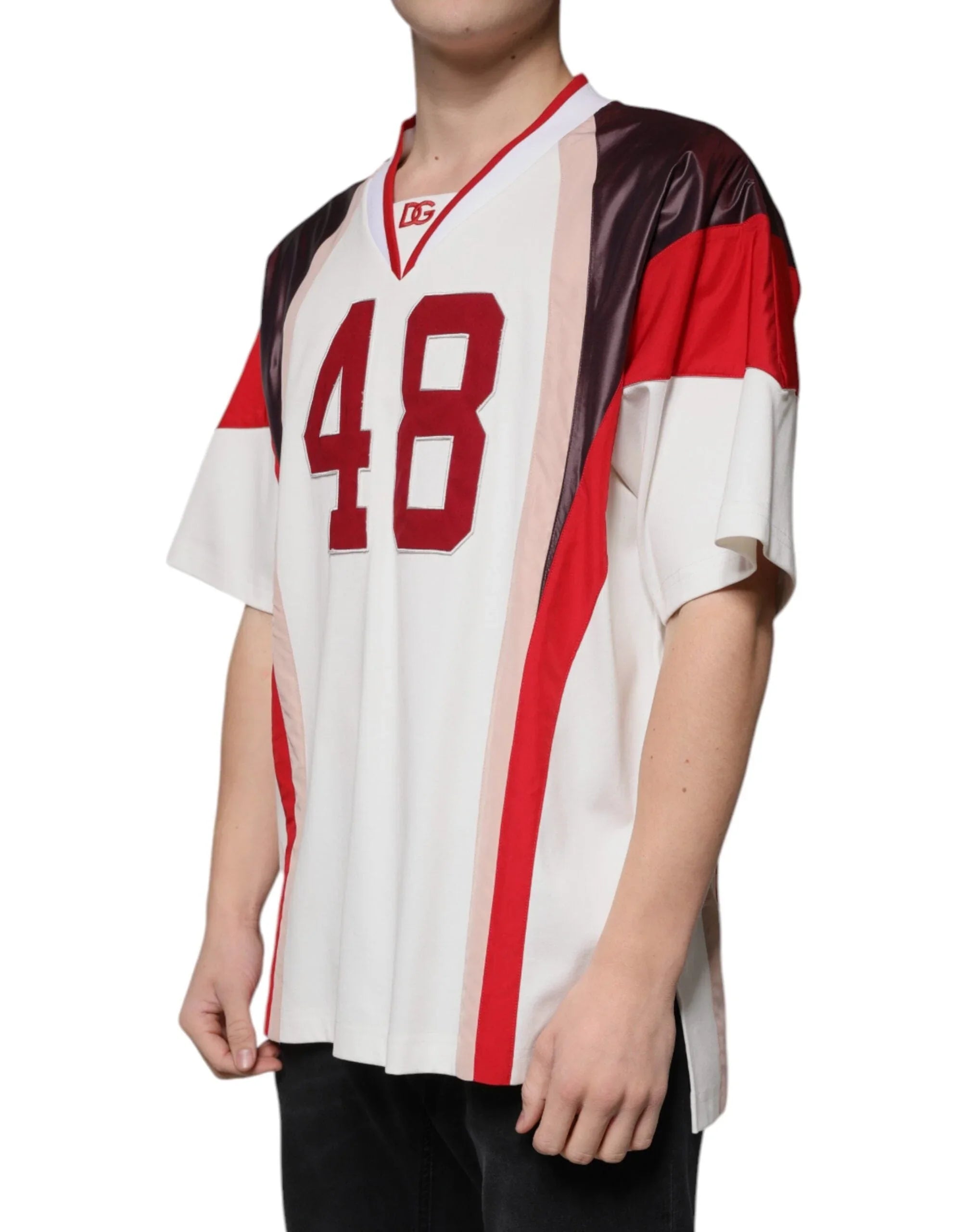 Dolce & Gabbana T-Shirts IT54 | XL Dolce & Gabbana Multicolor Logo Jersey Cotton V-neck T-shirt