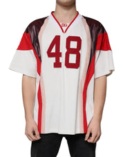 Dolce & Gabbana T-Shirts IT54 | XL Dolce & Gabbana Multicolor Logo Jersey Cotton V-neck T-shirt
