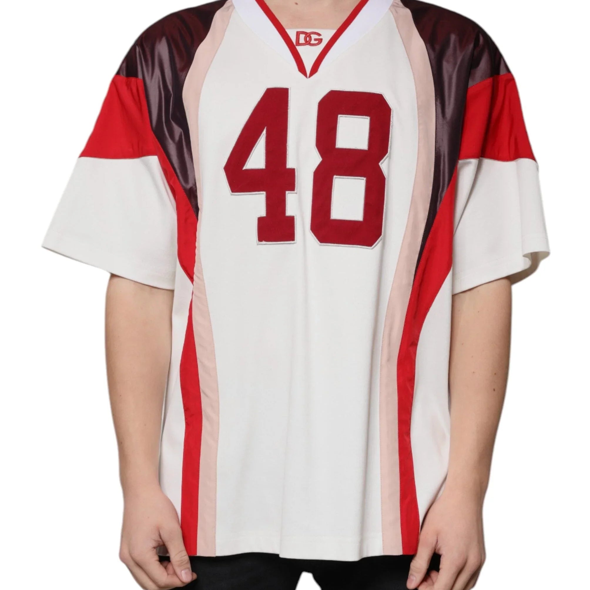 Dolce & Gabbana T-Shirts IT54 | XL Dolce & Gabbana Multicolor Logo Jersey Cotton V-neck T-shirt