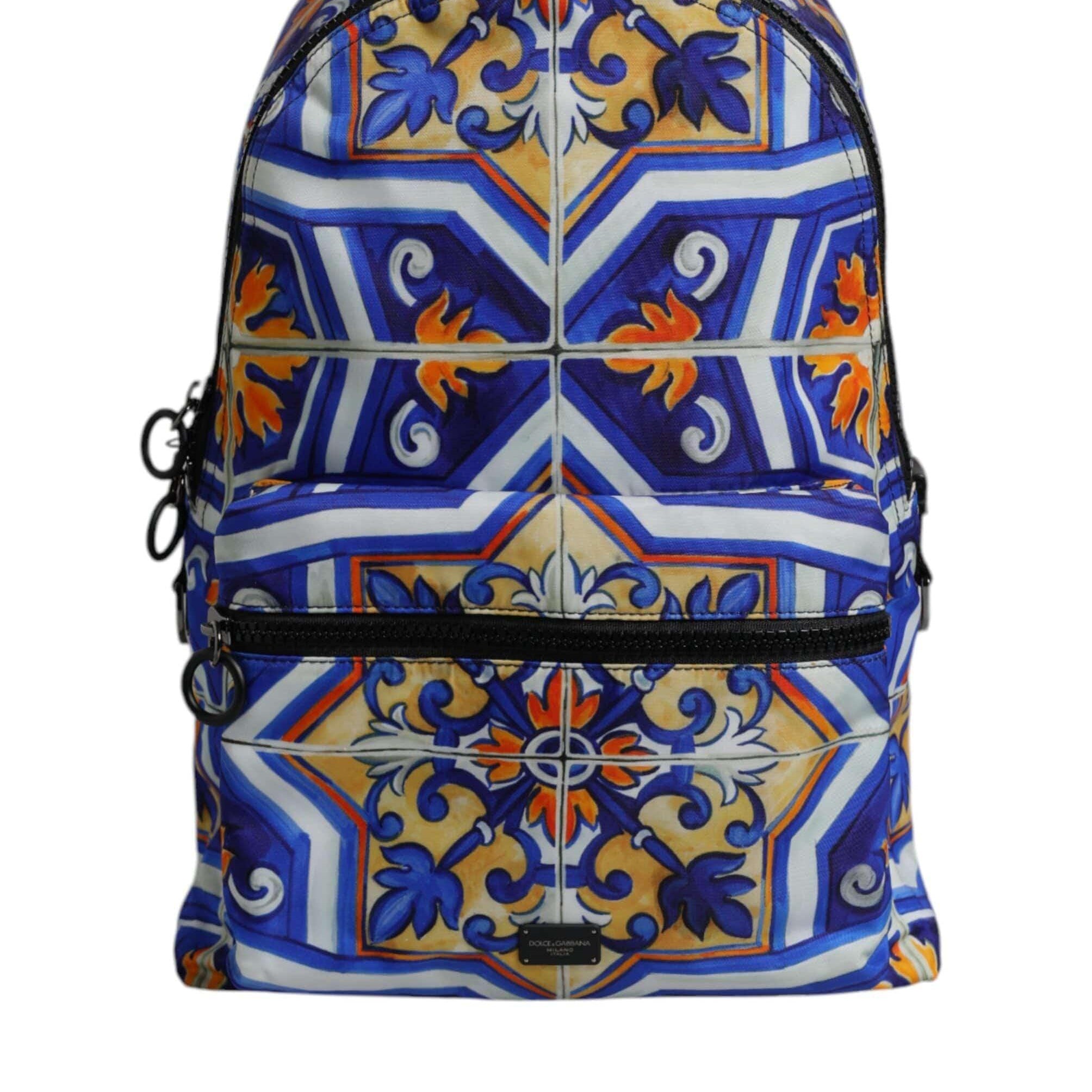Dolce & Gabbana Dolce & Gabbana Multicolor Majolica Print Nylon Travel Backpack Bag