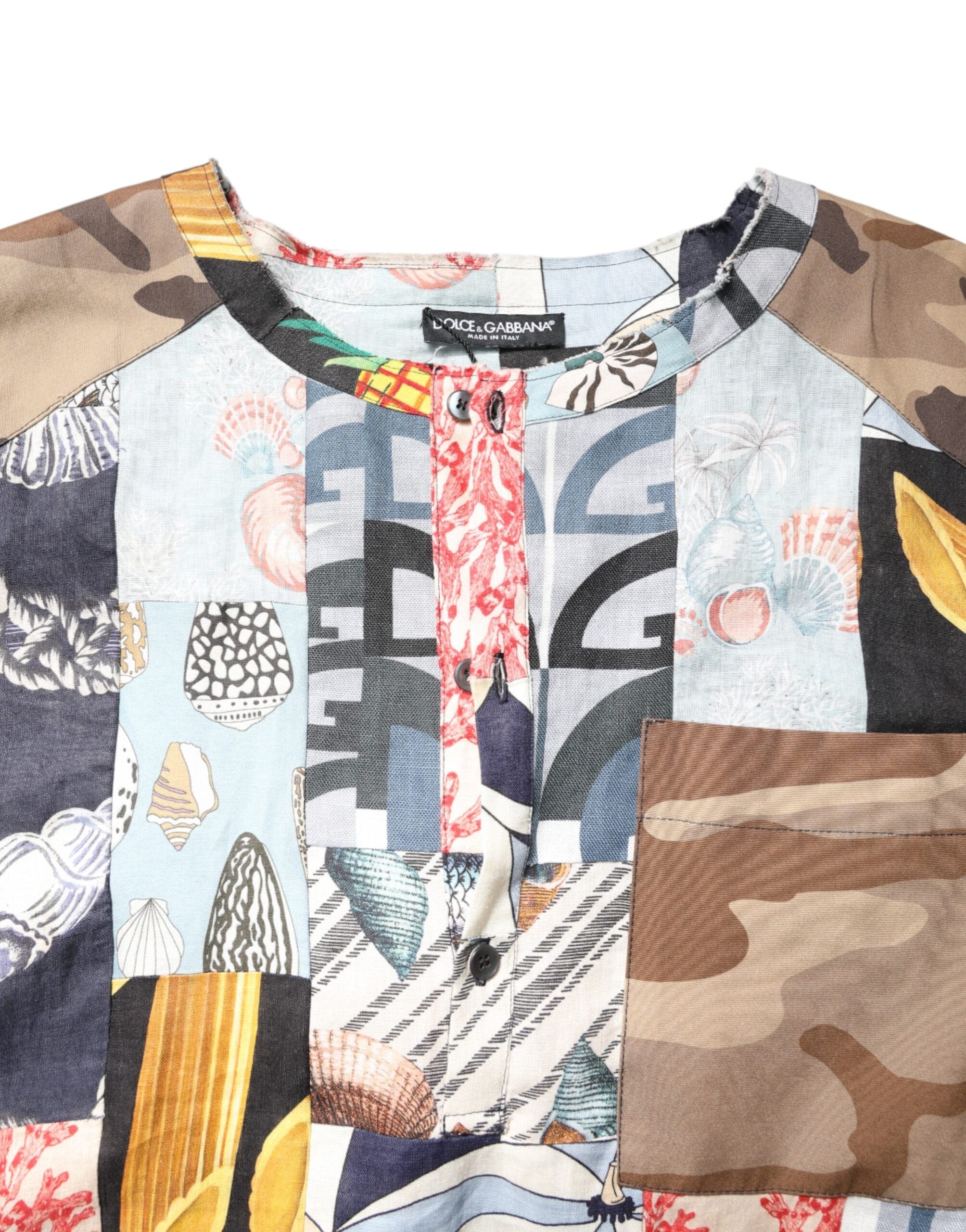 Dolce & Gabbana IT48 | M Dolce & Gabbana Multicolor Patchwork Short Sleeves Shirt