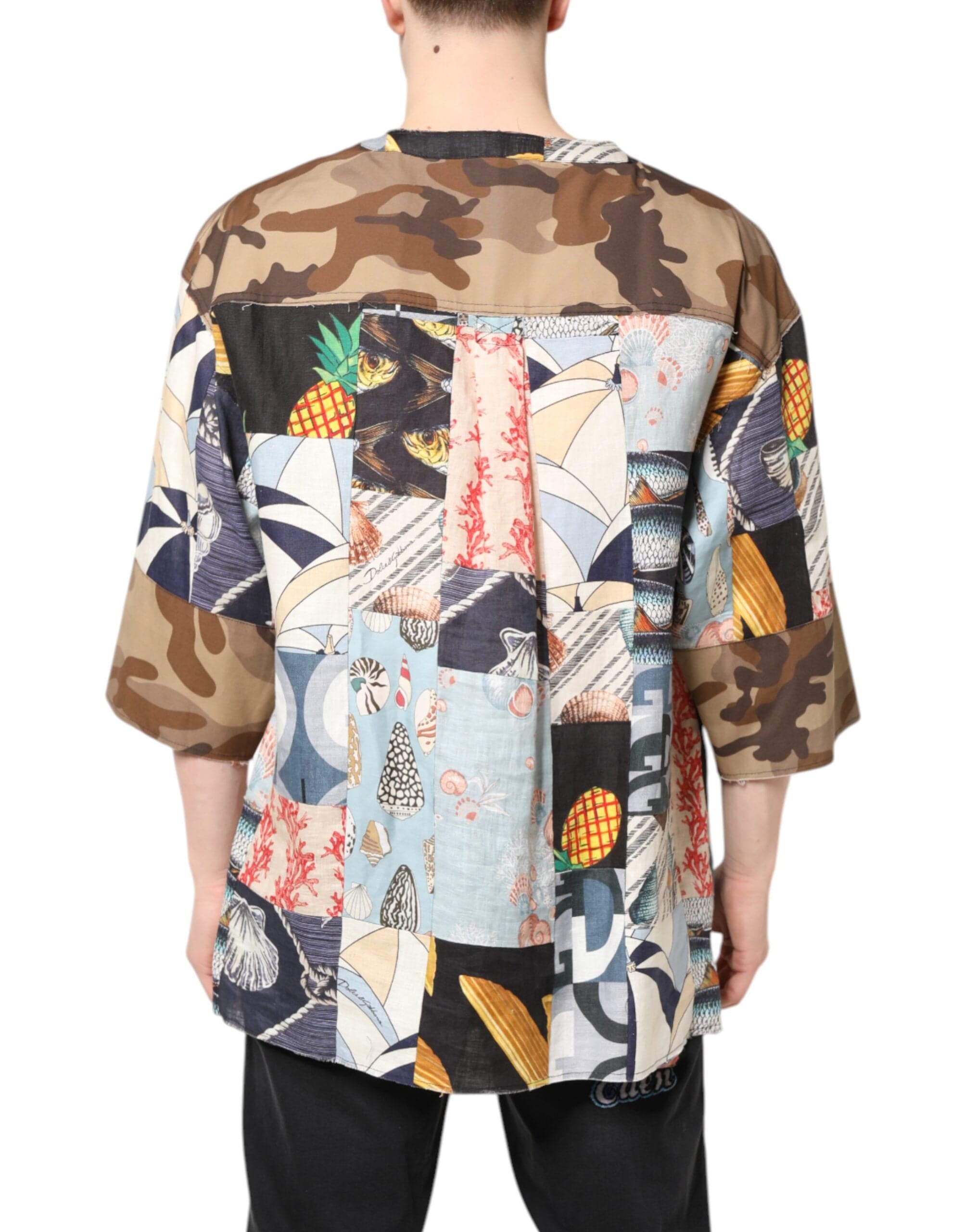 Dolce & Gabbana IT48 | M Dolce & Gabbana Multicolor Patchwork Short Sleeves Shirt