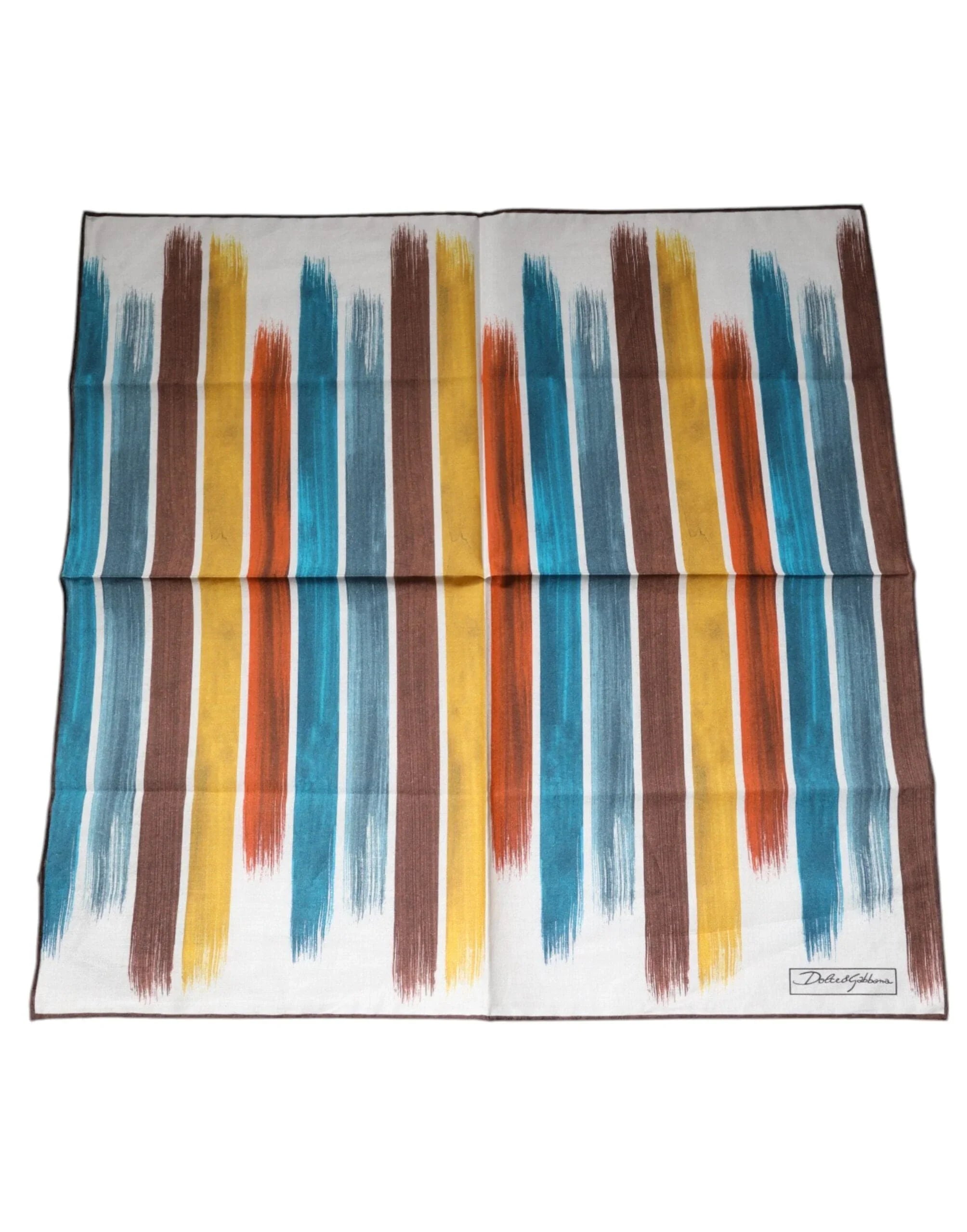 Dolce & Gabbana Dolce & Gabbana Multicolor Stripes Cotton Square Foulard Scarf