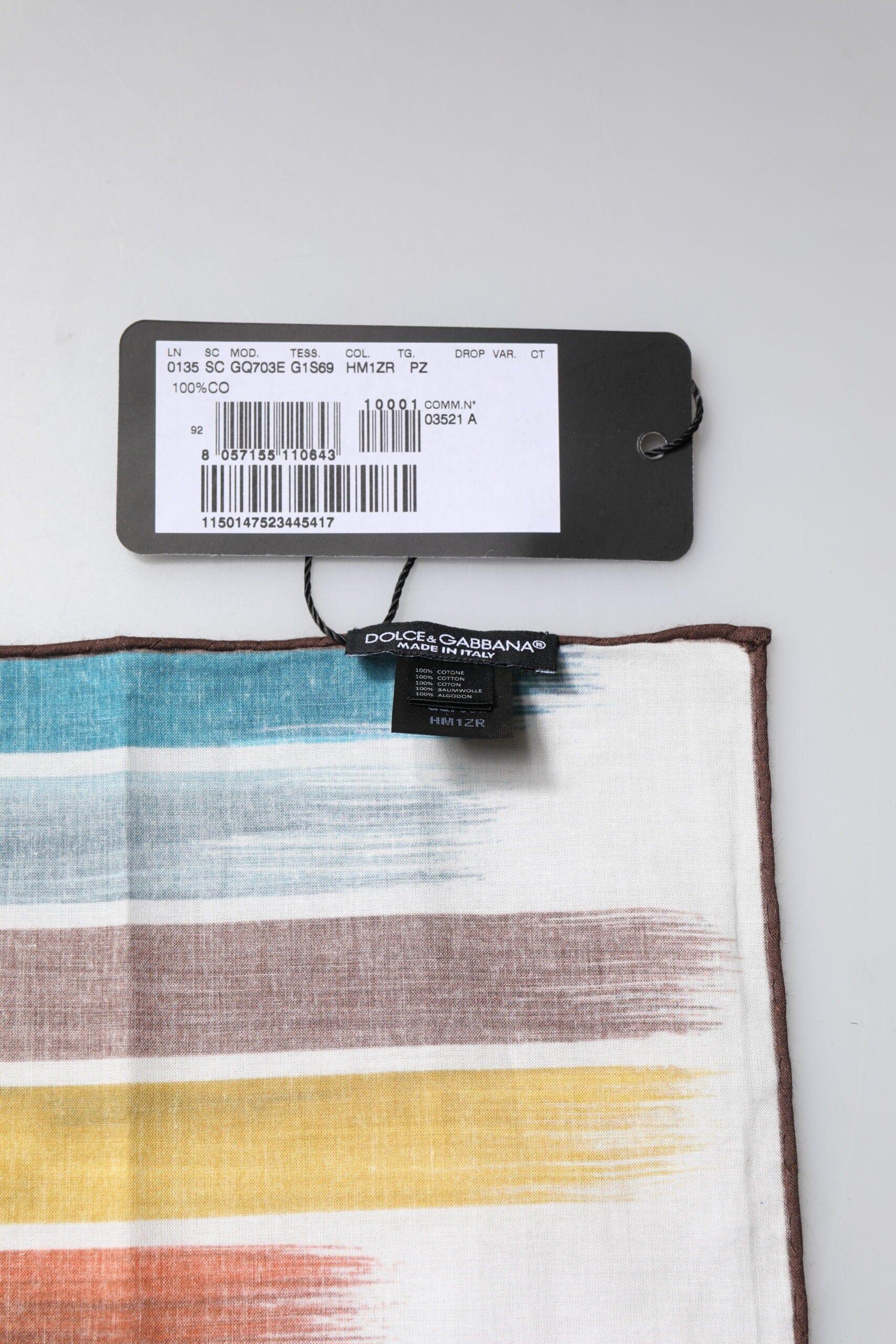 Dolce & Gabbana Dolce & Gabbana Multicolor Stripes Cotton Square Foulard Scarf
