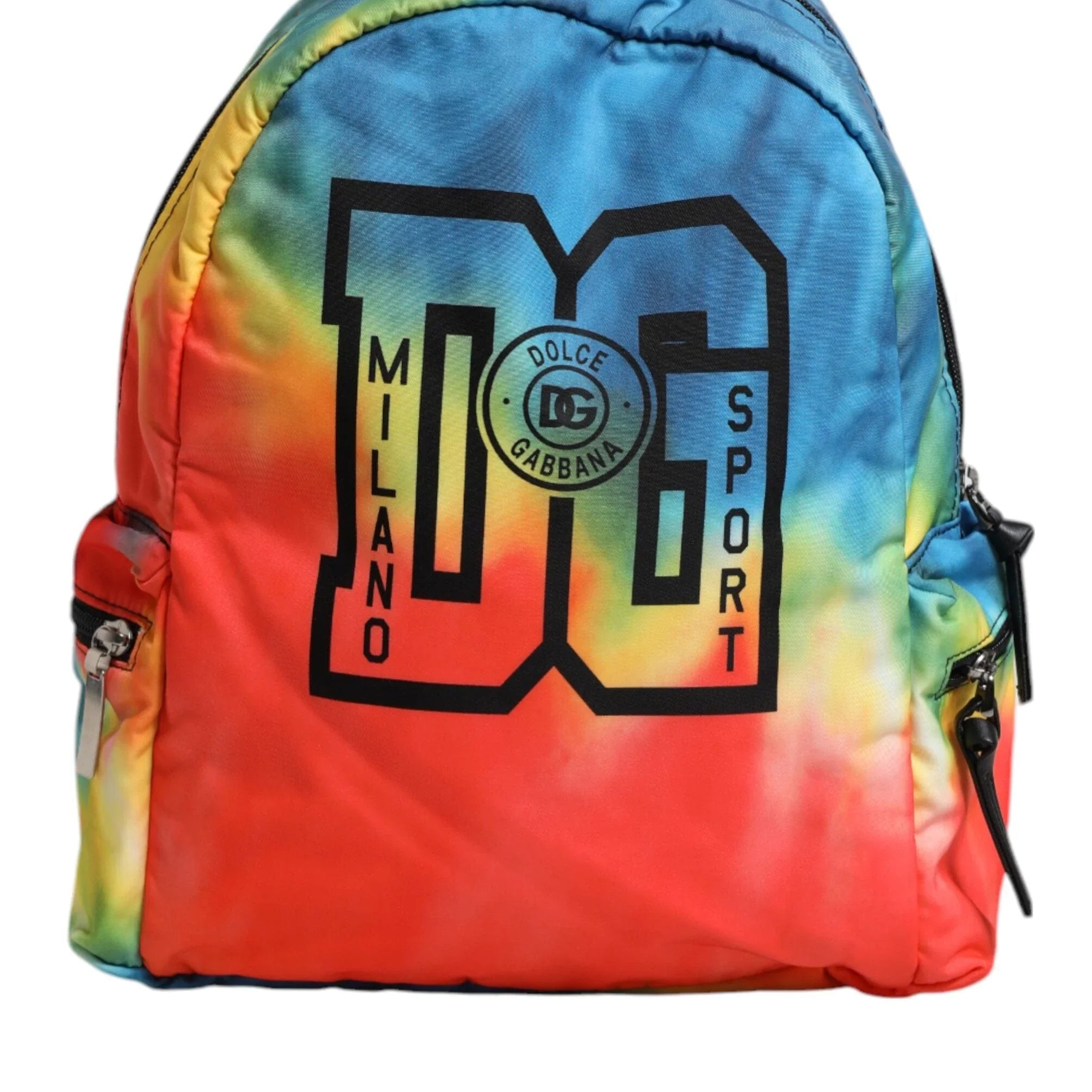 Dolce & Gabbana Backpacks Dolce & Gabbana Multicolor Tie Dye Nylon Logo Print Kids Backpack Bag