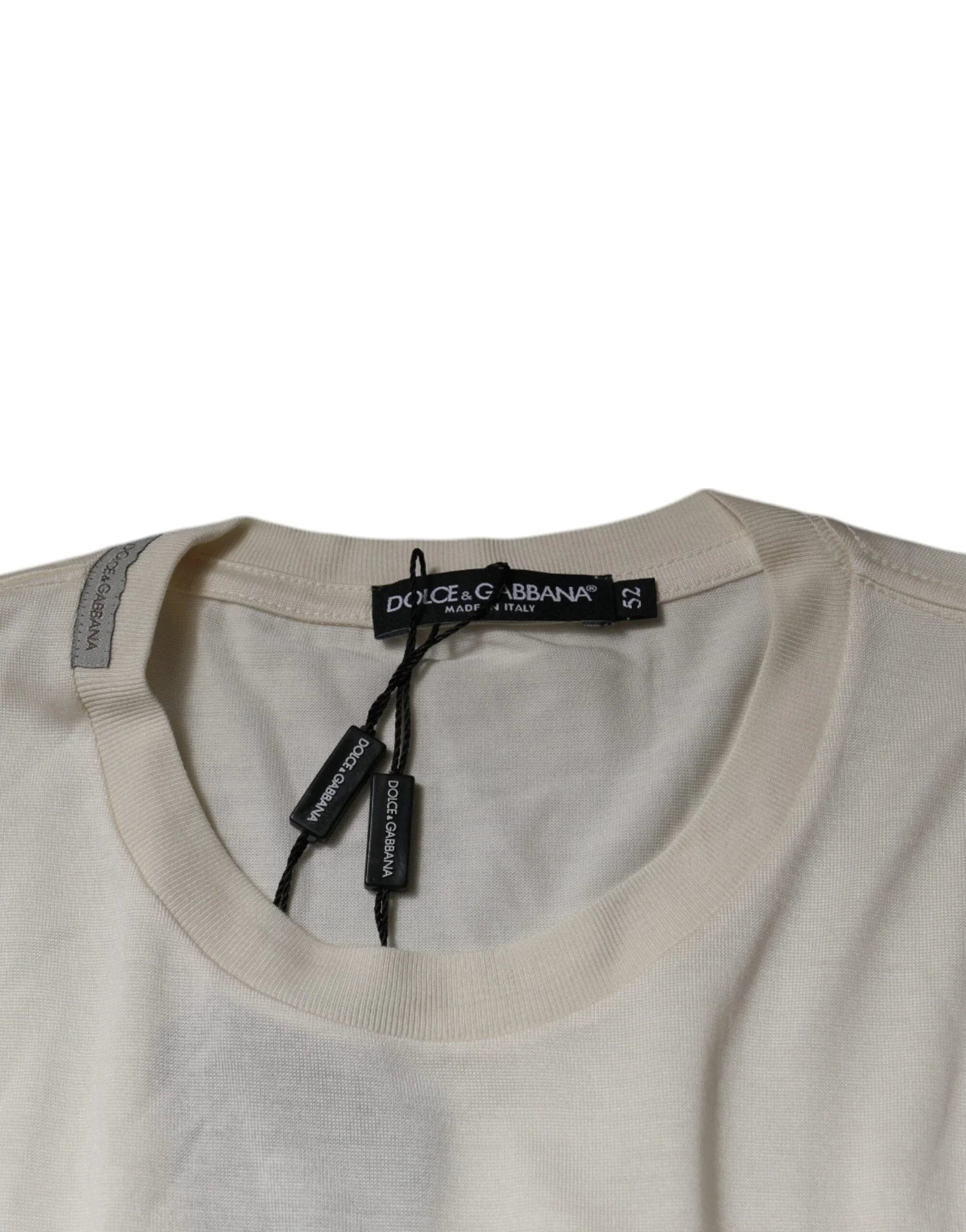 Dolce & Gabbana T-Shirts IT52 | XL Dolce & Gabbana Off White Crew Neck Short Sleeve T-shirt