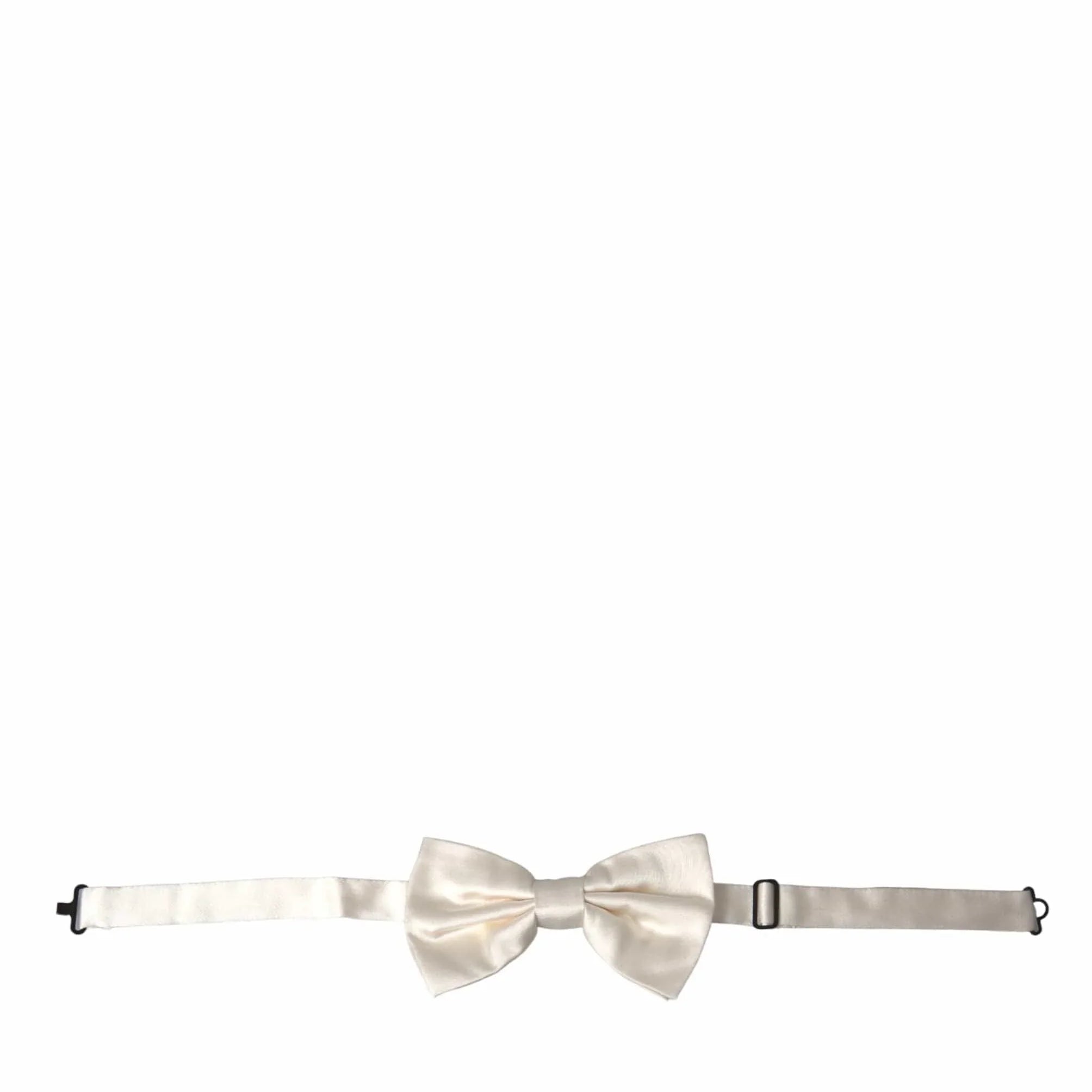 Dolce & Gabbana Neck Ties Dolce & Gabbana Off White Silk Adjustable Neck Men Bow Tie