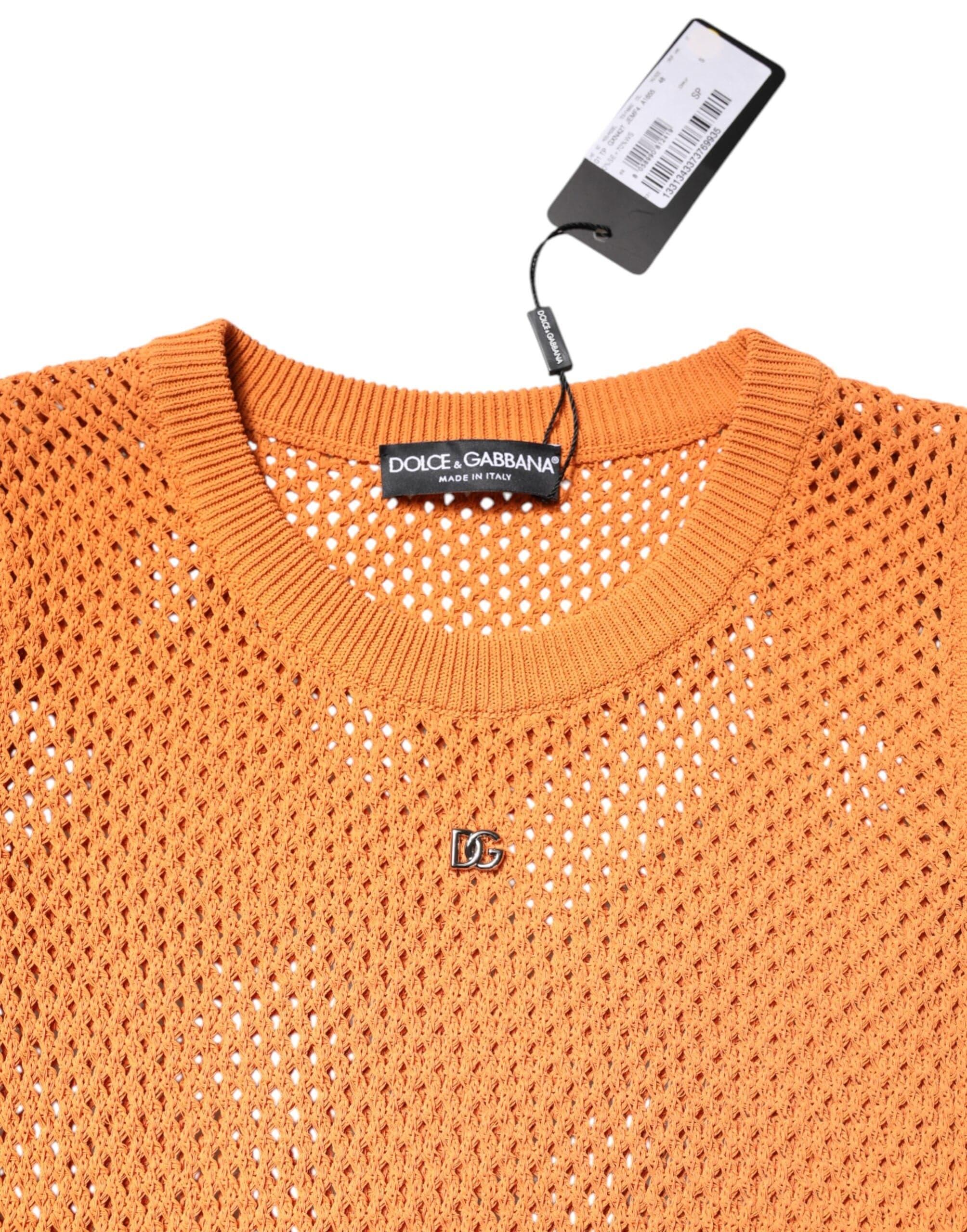 Dolce & Gabbana T-Shirts IT48 | M Dolce & Gabbana Orange Cashmere Round Neck Sleeveless T-shirt