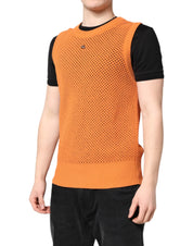 Dolce & Gabbana T-Shirts IT48 | M Dolce & Gabbana Orange Cashmere Round Neck Sleeveless T-shirt