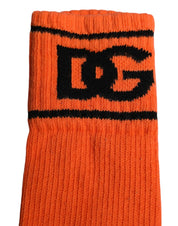 Dolce & Gabbana Dolce & Gabbana Orange Cotton DG Logo Print Open Toe Socks
