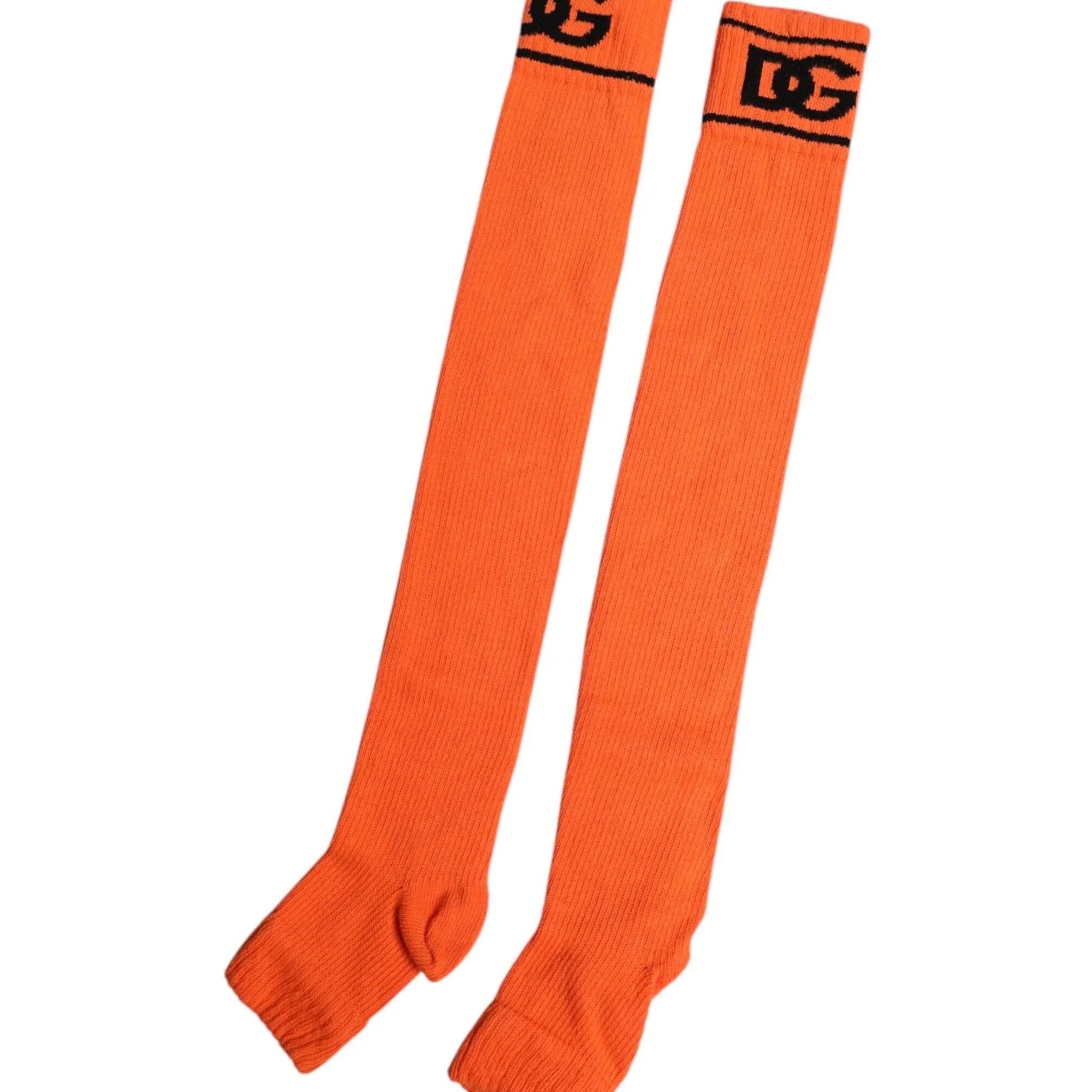 Dolce & Gabbana Dolce & Gabbana Orange Cotton DG Logo Print Open Toe Socks