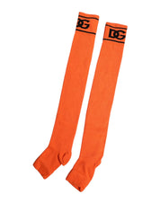 Dolce & Gabbana Dolce & Gabbana Orange Cotton DG Logo Print Open Toe Socks
