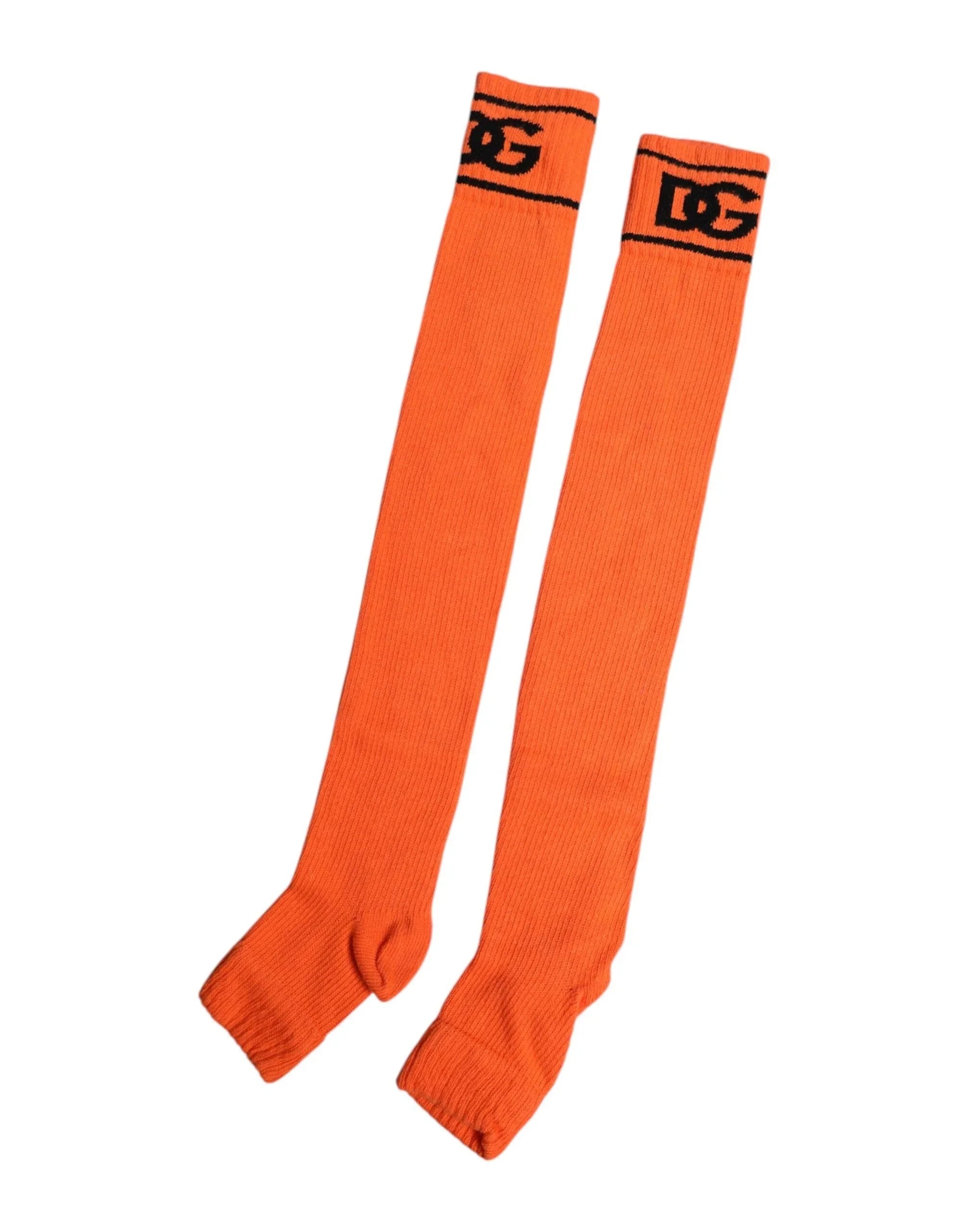 Dolce & Gabbana Dolce & Gabbana Orange Cotton DG Logo Print Open Toe Socks