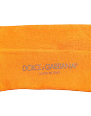 Dolce & Gabbana L Dolce & Gabbana Orange Cotton Logo Over The Calf Socks