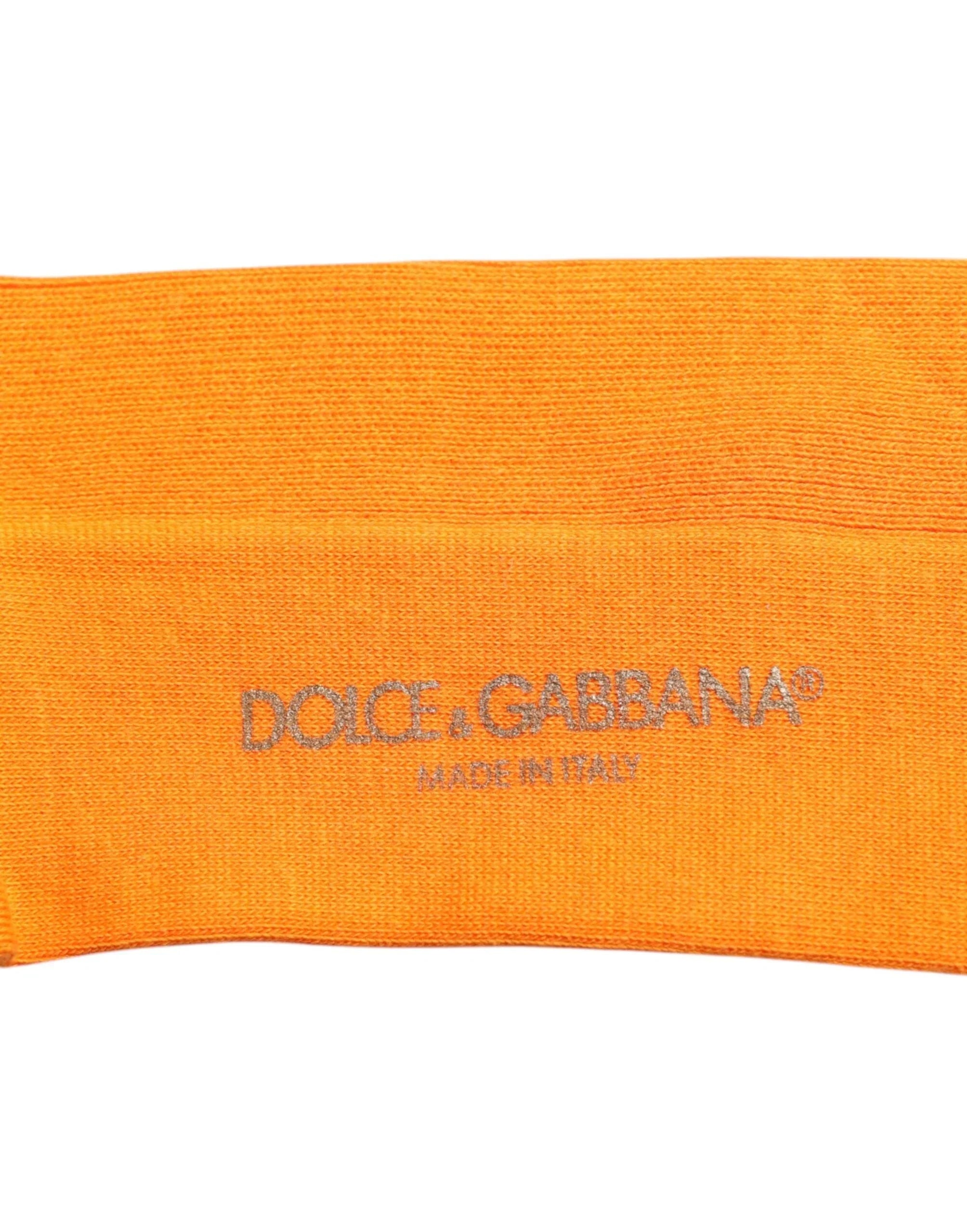 Dolce & Gabbana L Dolce & Gabbana Orange Cotton Logo Over The Calf Socks
