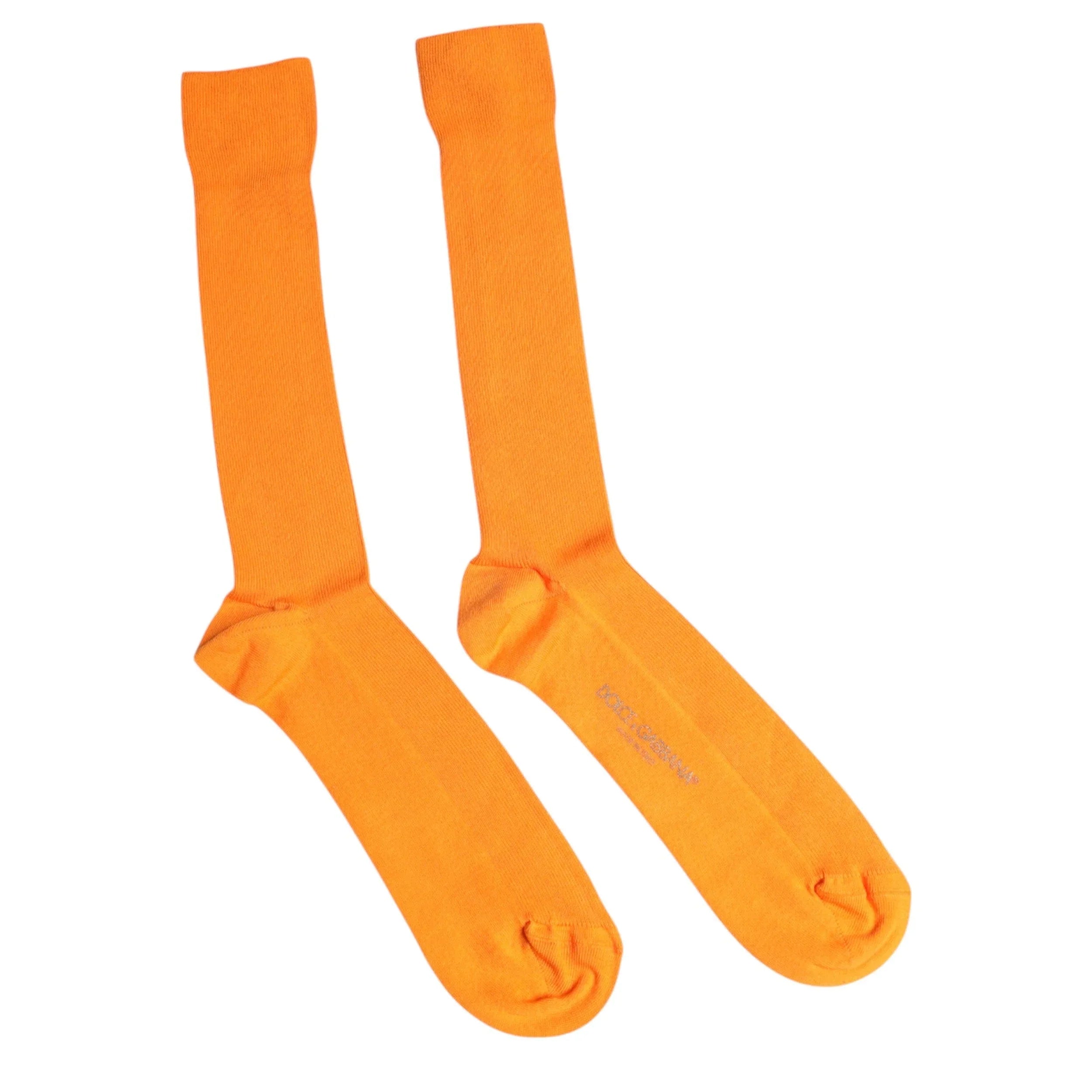 Dolce & Gabbana L Dolce & Gabbana Orange Cotton Logo Over The Calf Socks