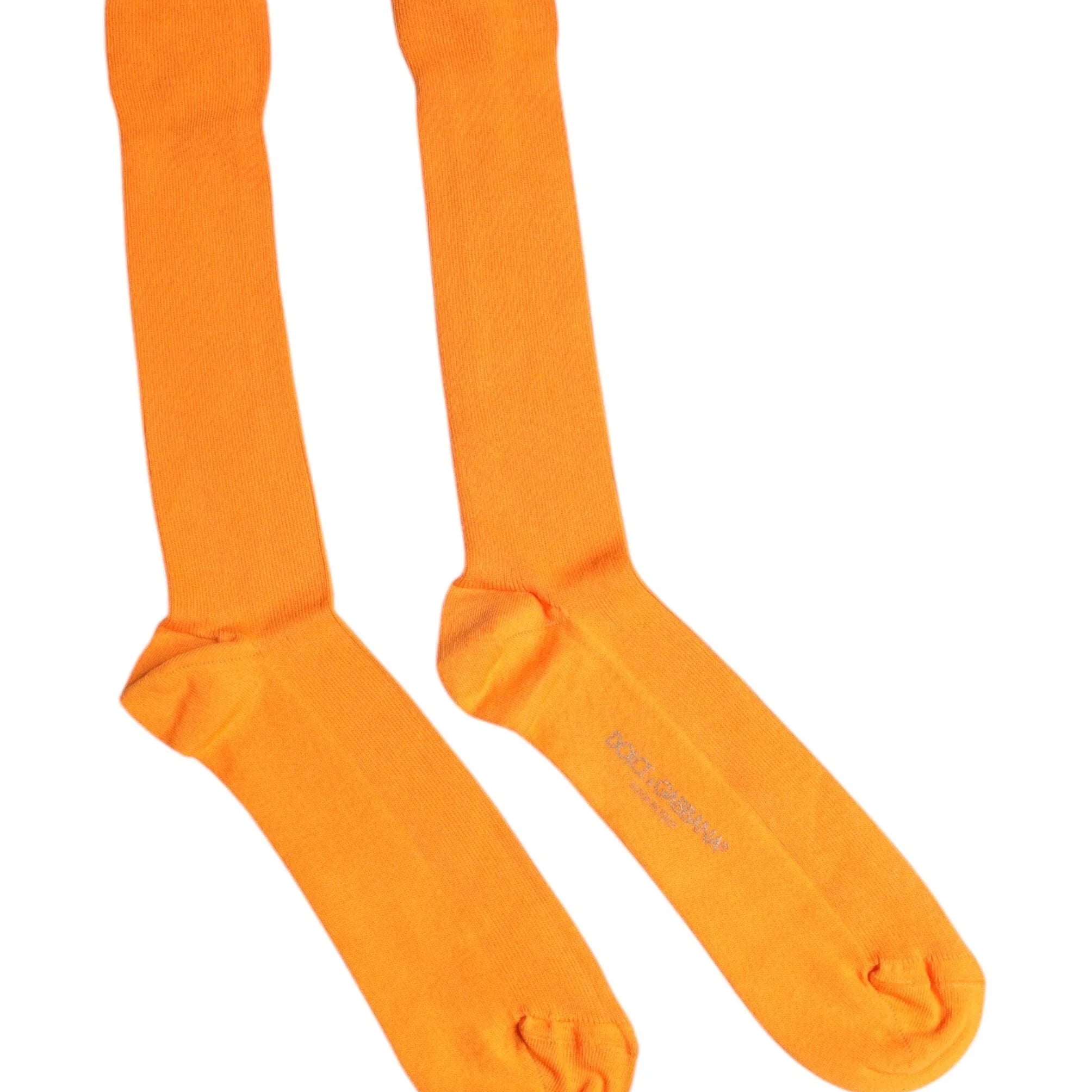 Dolce & Gabbana L Dolce & Gabbana Orange Cotton Logo Over The Calf Socks