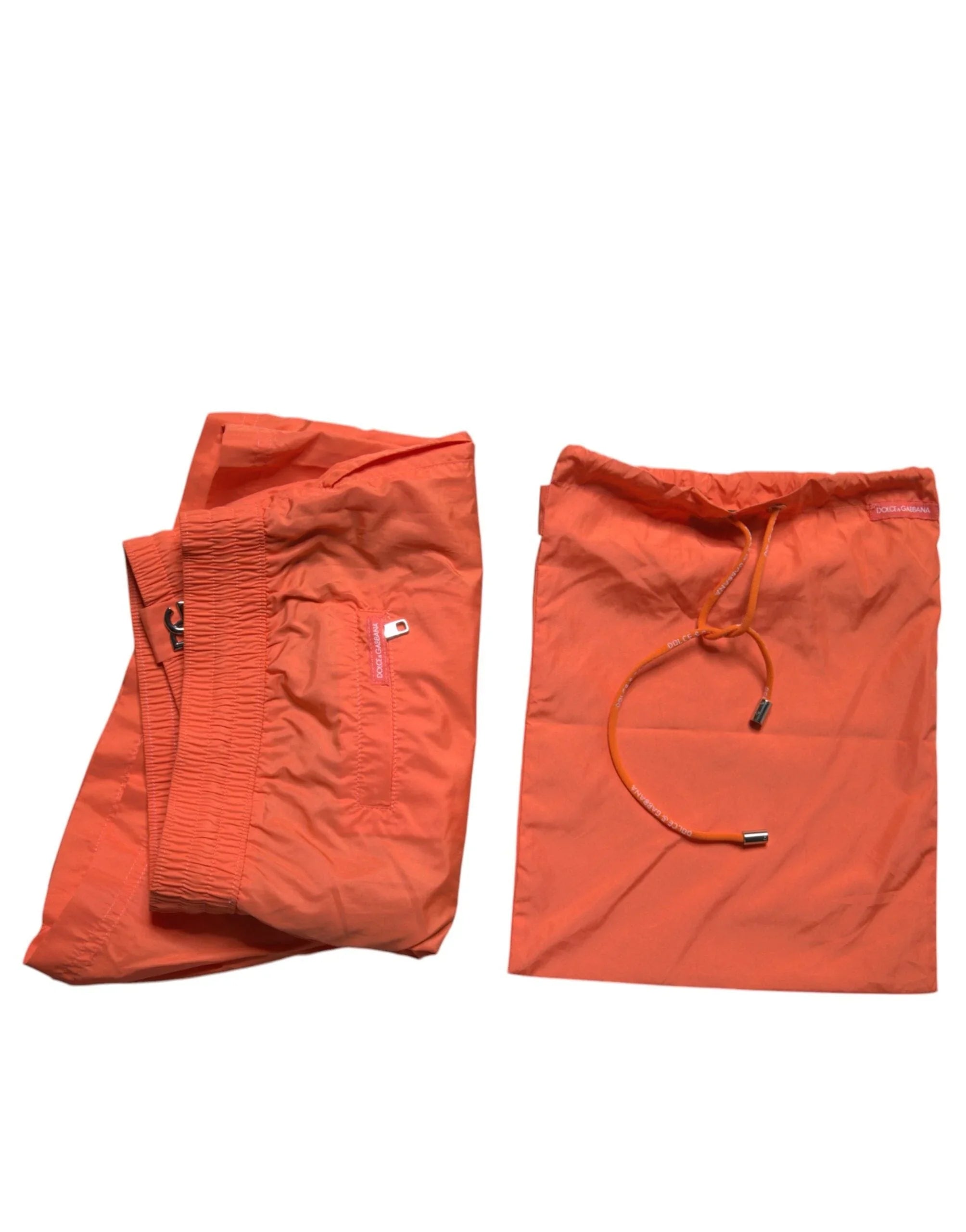 Dolce & Gabbana Swimsuits IT6| L Dolce & Gabbana Orange Polyester Beachwear Shorts 2Pc Swimwear