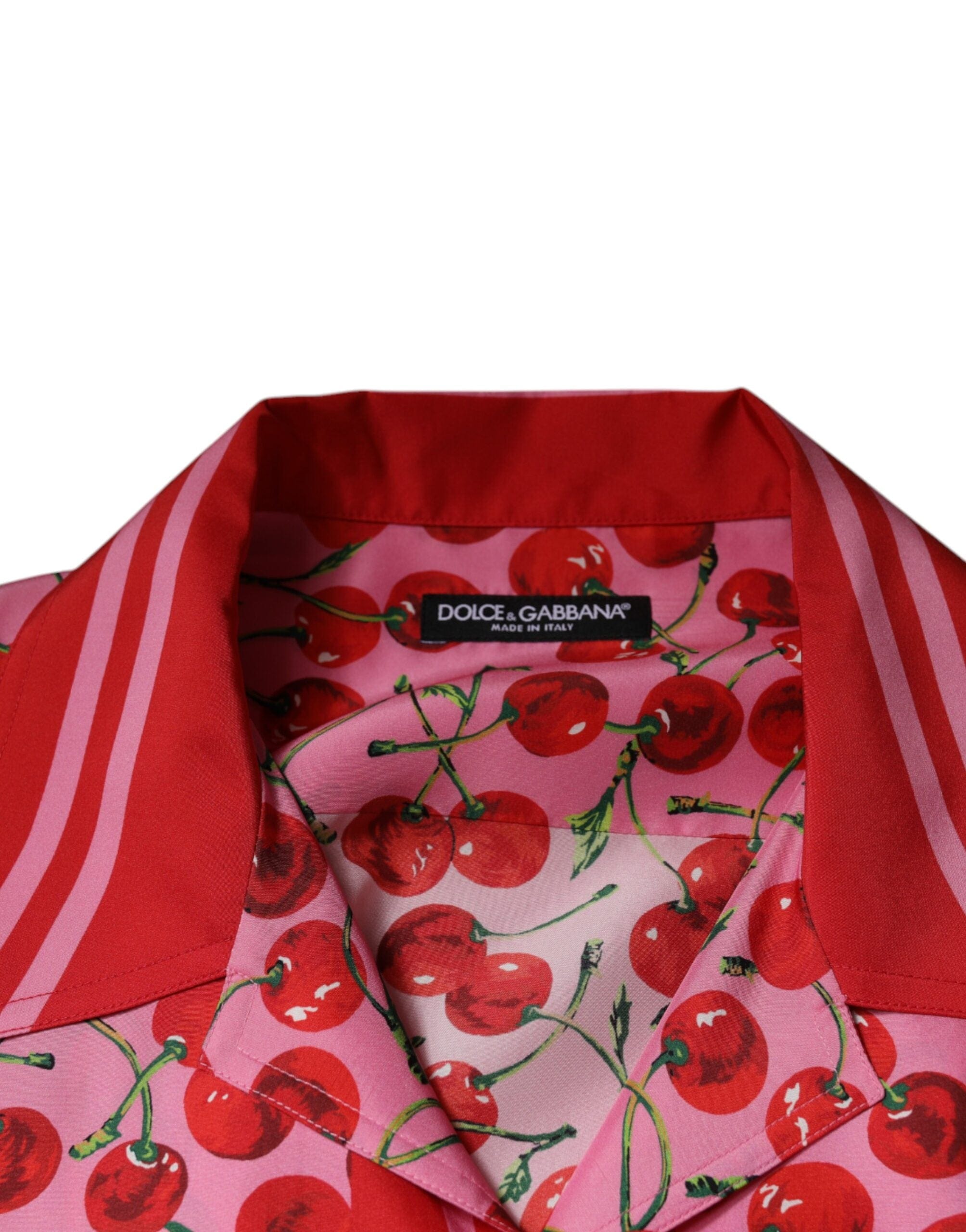 Dolce & Gabbana Shirts IT42 | XL Dolce & Gabbana Pink Cherry Silk Button Down Casual Shirt
