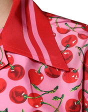 Dolce & Gabbana Shirts IT42 | XL Dolce & Gabbana Pink Cherry Silk Button Down Casual Shirt