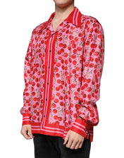 Dolce & Gabbana Shirts IT42 | XL Dolce & Gabbana Pink Cherry Silk Button Down Casual Shirt