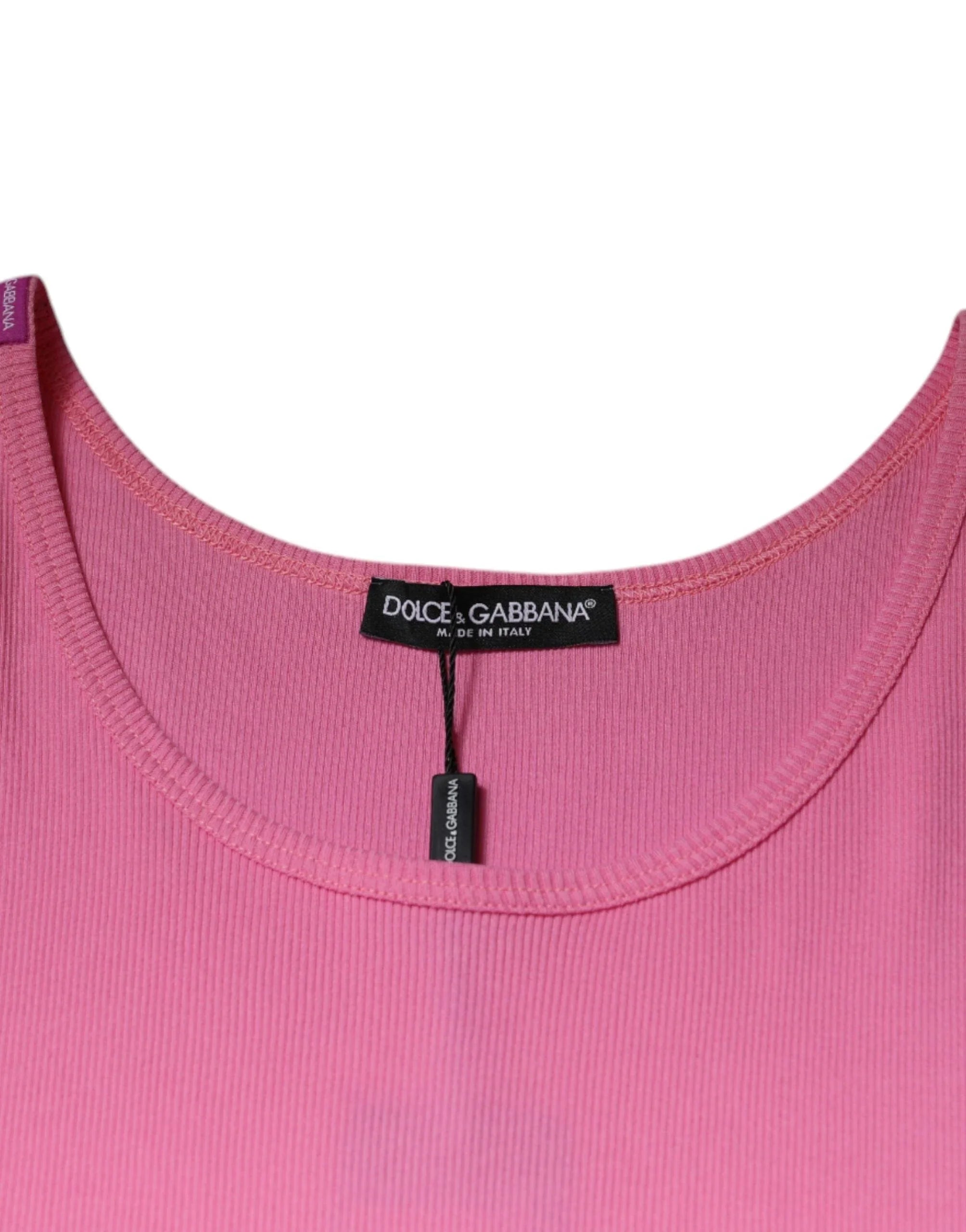 Dolce & Gabbana T-Shirts IT54 | XL Dolce & Gabbana Pink Cotton Round Neck Sleeveless T-shirt