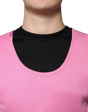 Dolce & Gabbana T-Shirts IT54 | XL Dolce & Gabbana Pink Cotton Round Neck Sleeveless T-shirt